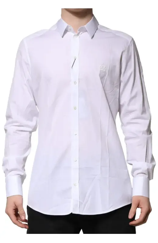 Dolce & Gabbana White Cotton GOLD Mens Dress Formal Shirt sold by Siebentaschen
