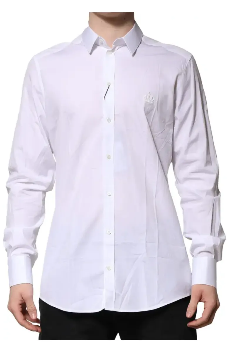 Dolce & Gabbana White Cotton GOLD Mens Dress Formal Shirt sold by Siebentaschen