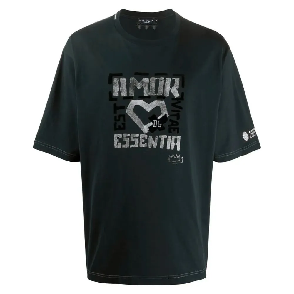 Dolce & Gabbana Black Cotton T-Shirt sold by Siebentaschen