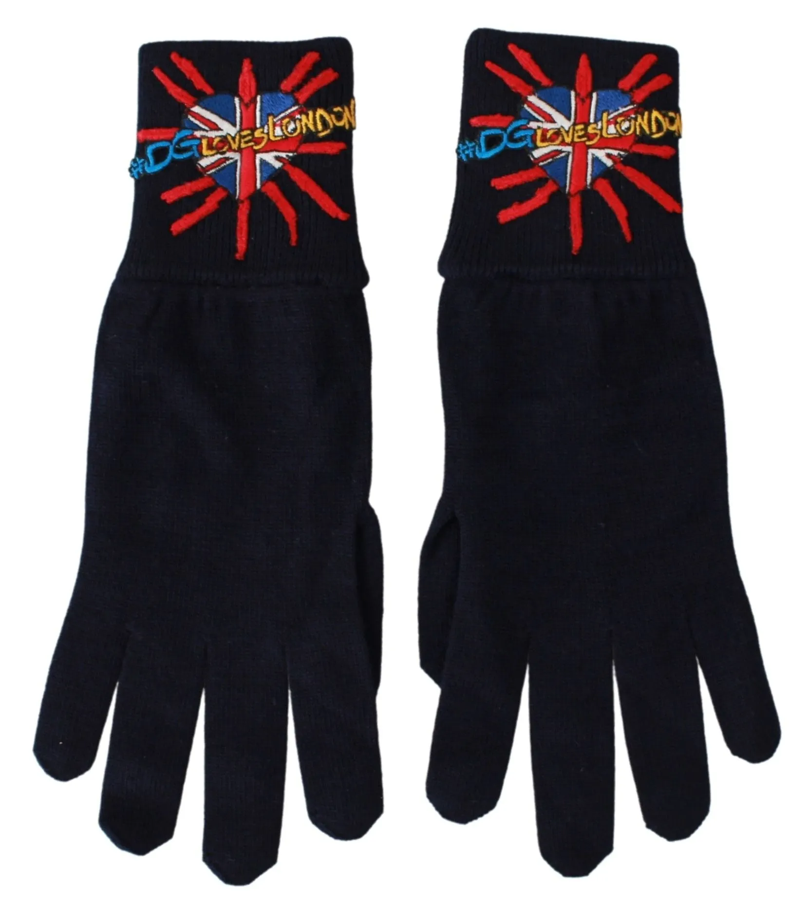 Dolce & Gabbana Blue #DGLovesLondon Embroidered Wool Gloves sold by Siebentaschen product image thumbnail 4