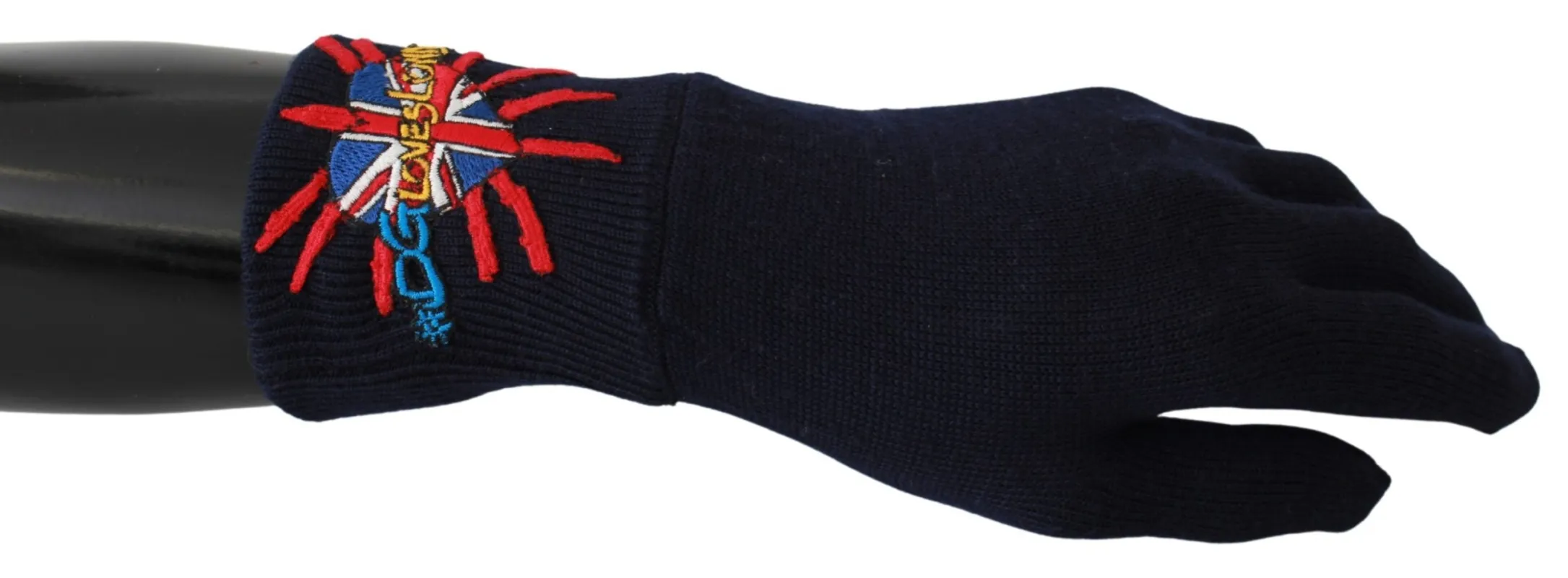 Dolce & Gabbana Blue #DGLovesLondon Embroidered Wool Gloves sold by Siebentaschen