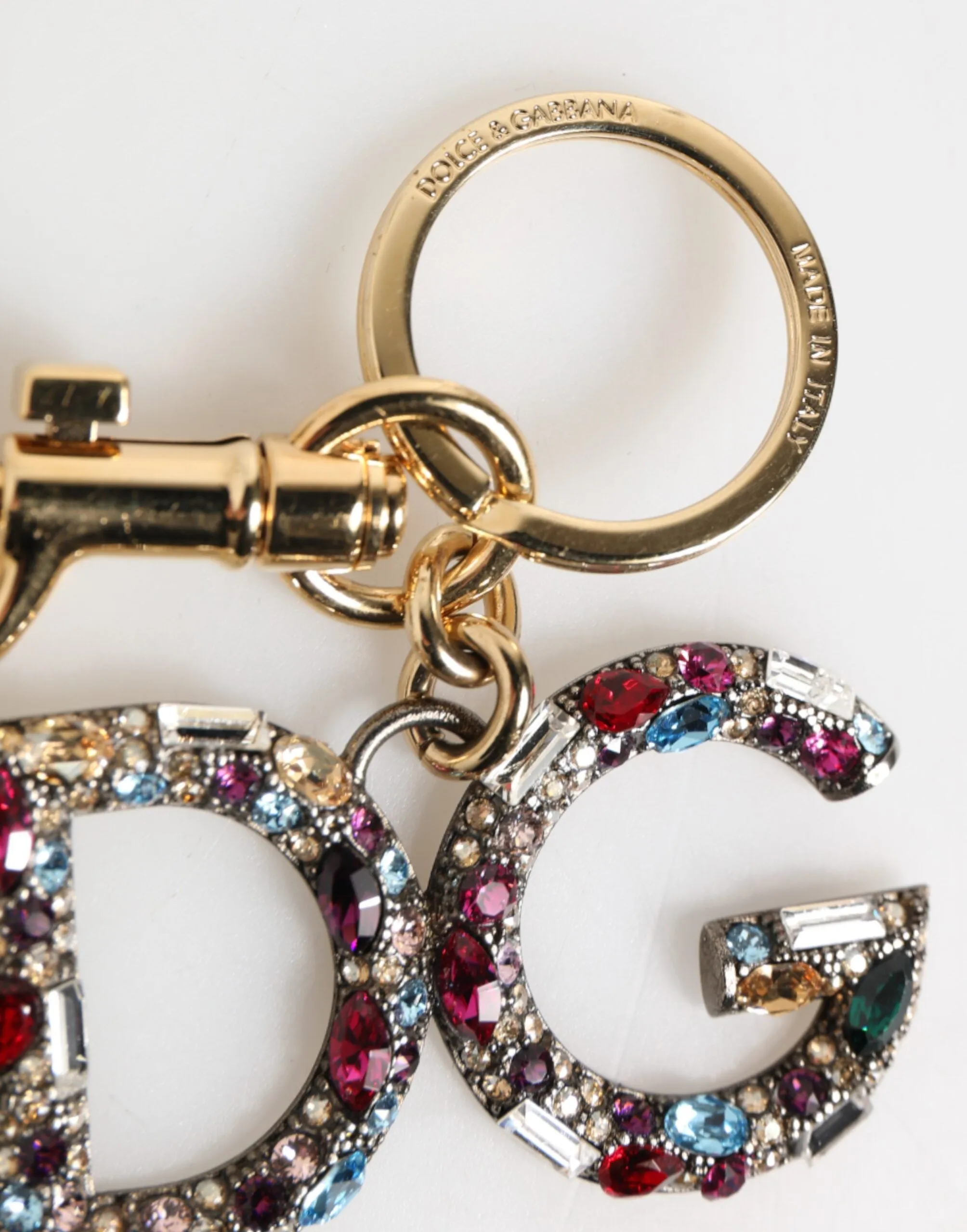Dolce & Gabbana Multicolor Crystal DG Logo Gold Keychain Charm Keyring sold by Siebentaschen product image thumbnail 4