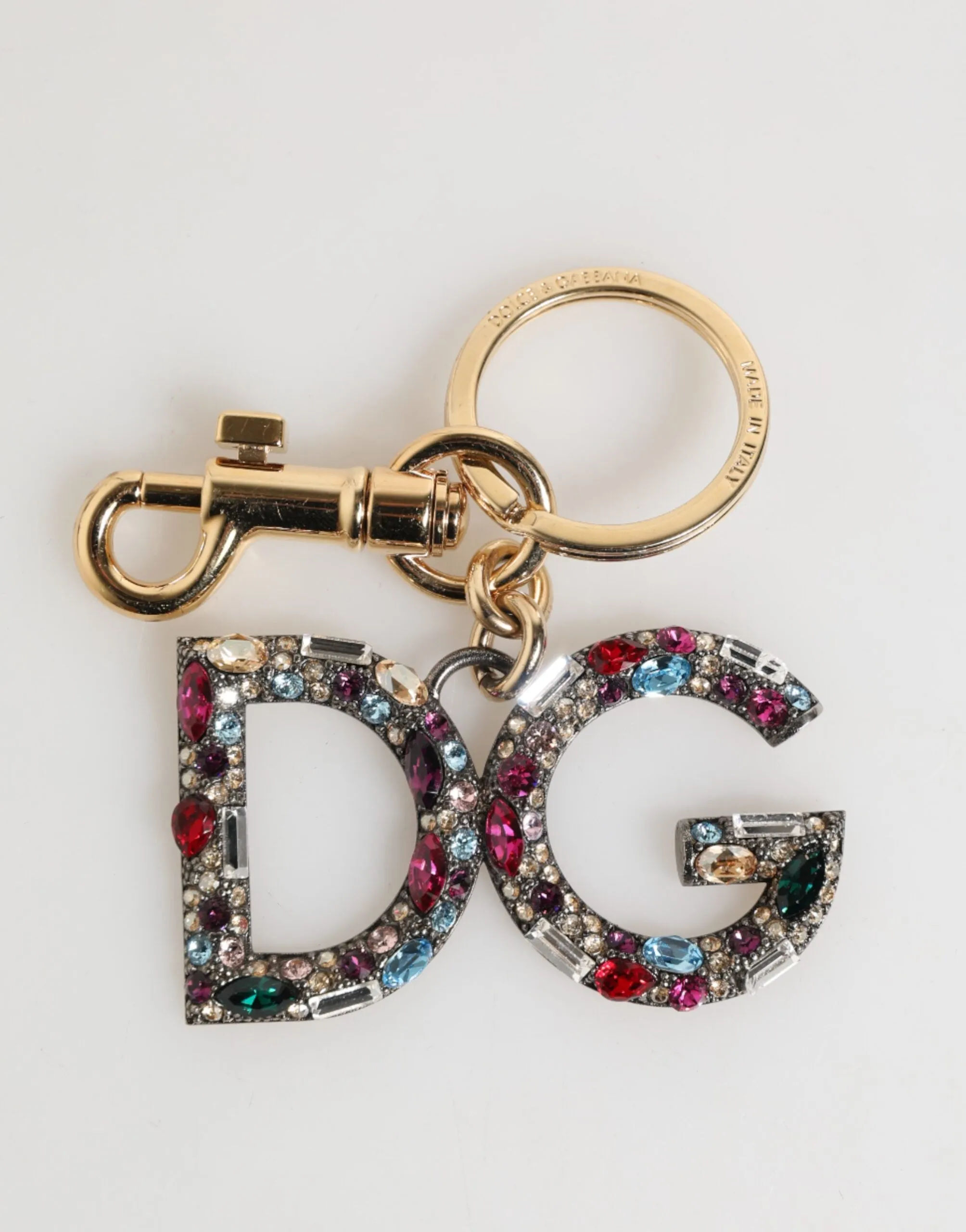 Dolce & Gabbana Multicolor Crystal DG Logo Gold Keychain Charm Keyring sold by Siebentaschen product image thumbnail 2