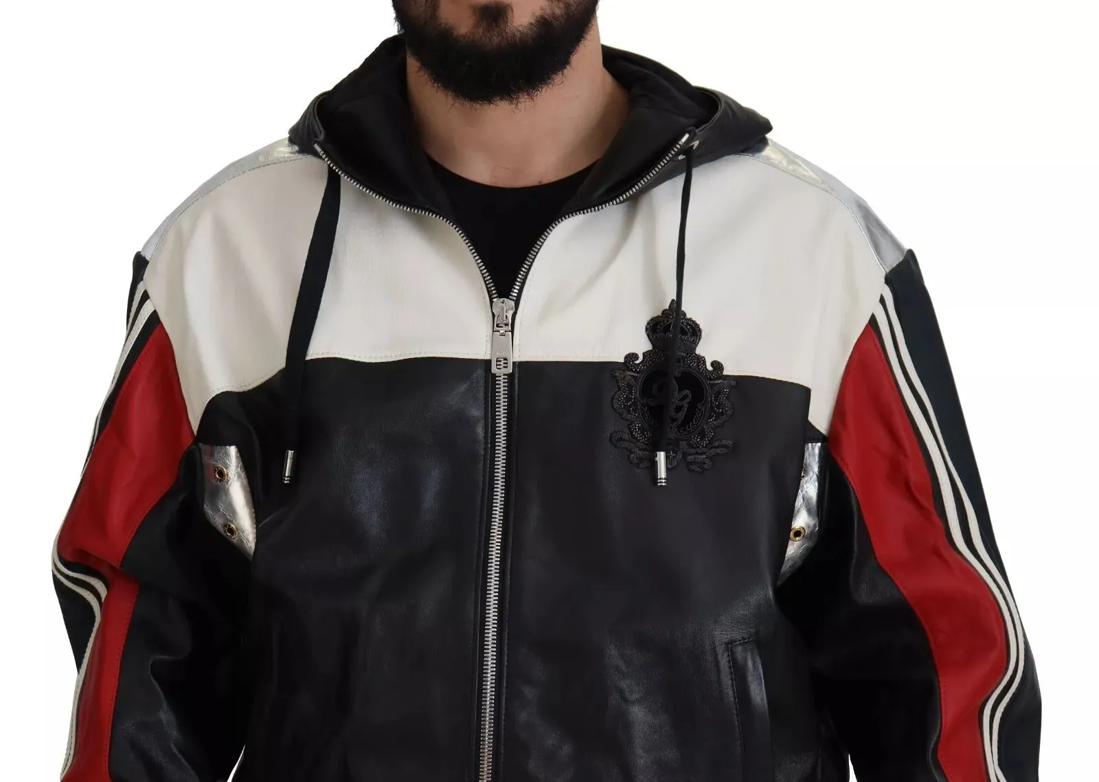 Dolce & Gabbana Black Leather Hooded Blouson Jacket sold by Siebentaschen product image thumbnail 5