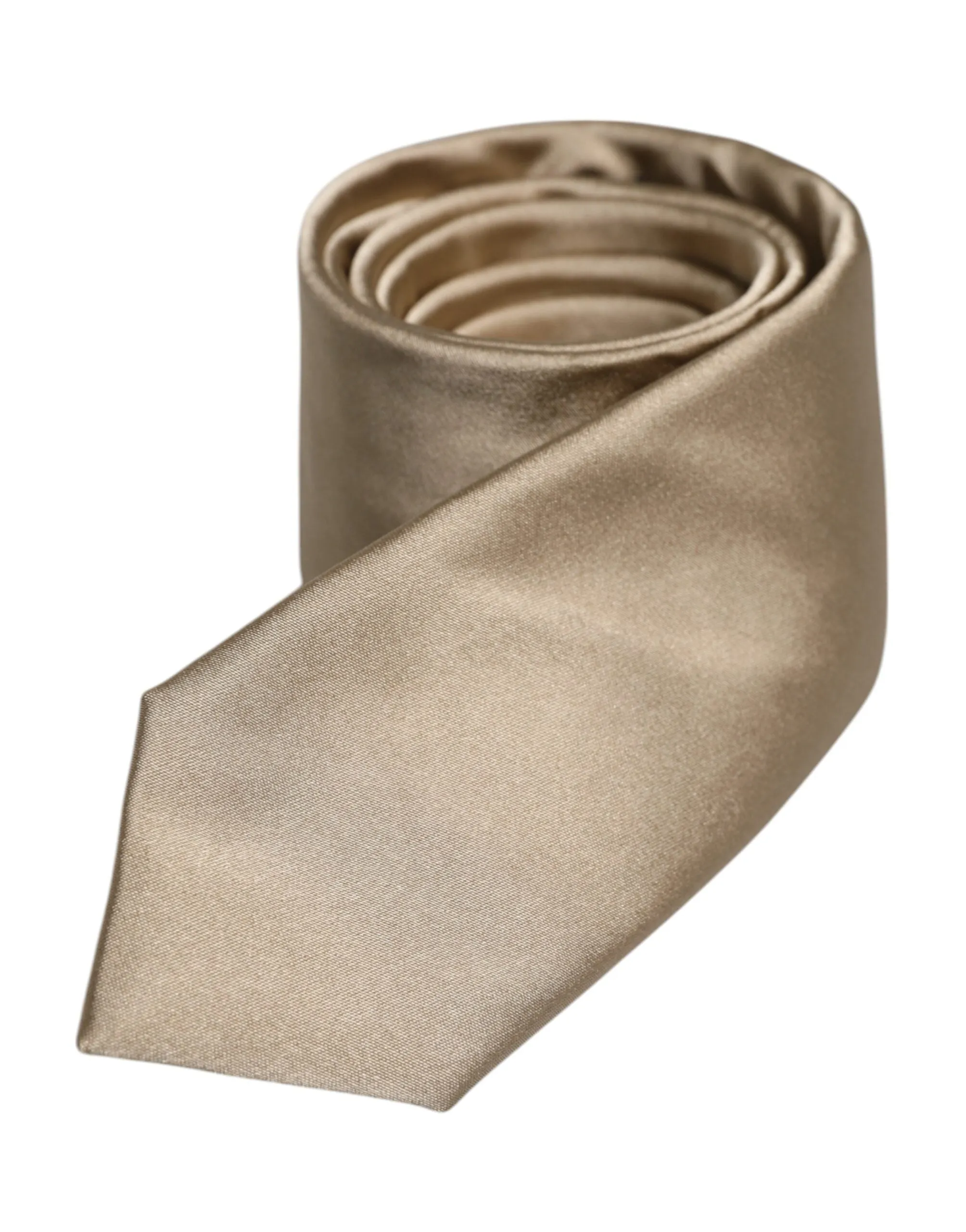 Dolce & Gabbana Beige Solid Silk Adjustable Necktie Tie sold by Siebentaschen product image thumbnail 3
