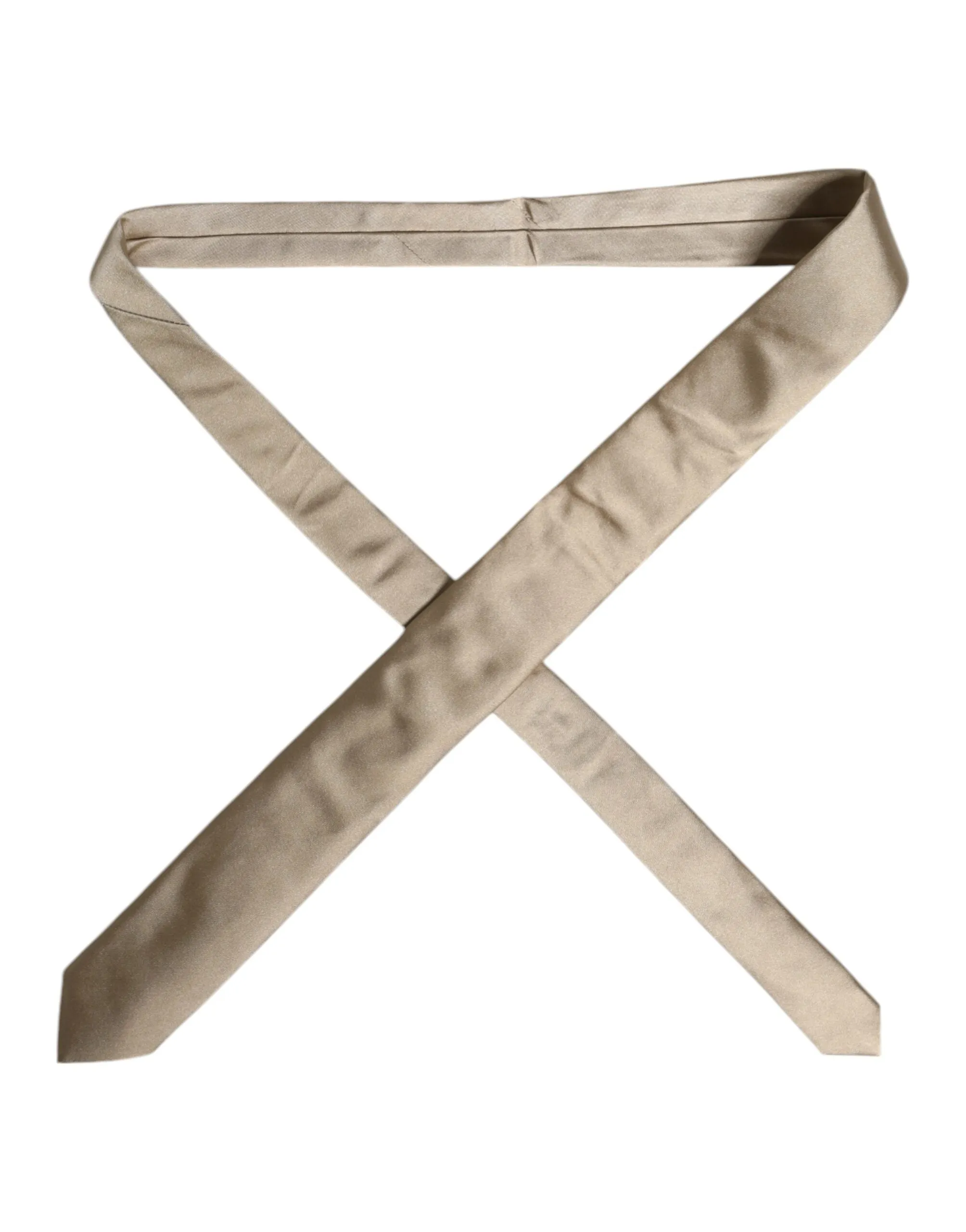 Dolce & Gabbana Beige Solid Silk Adjustable Necktie Tie sold by Siebentaschen product image thumbnail 4