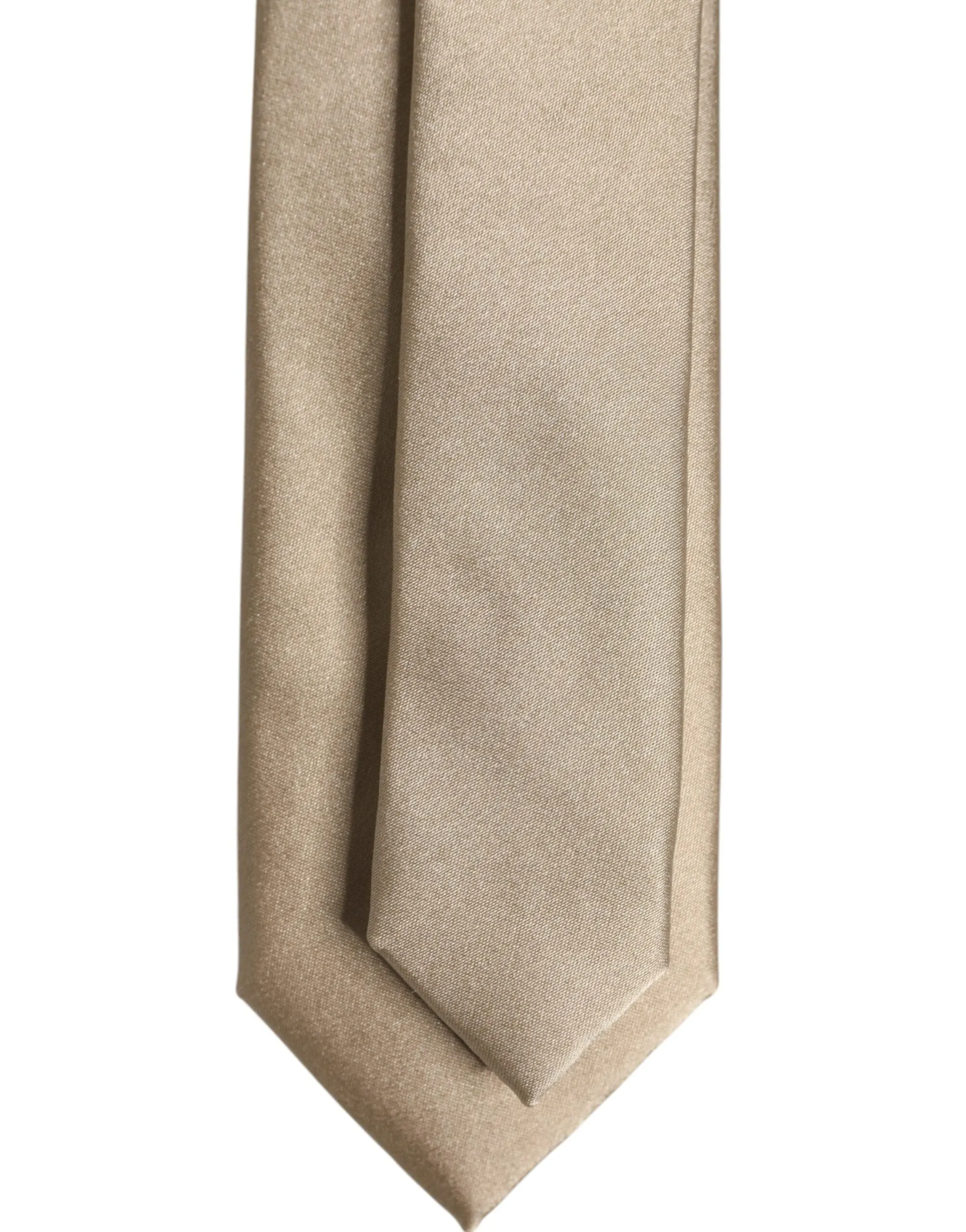 Dolce & Gabbana Beige Solid Silk Adjustable Necktie Tie sold by Siebentaschen product image thumbnail 5