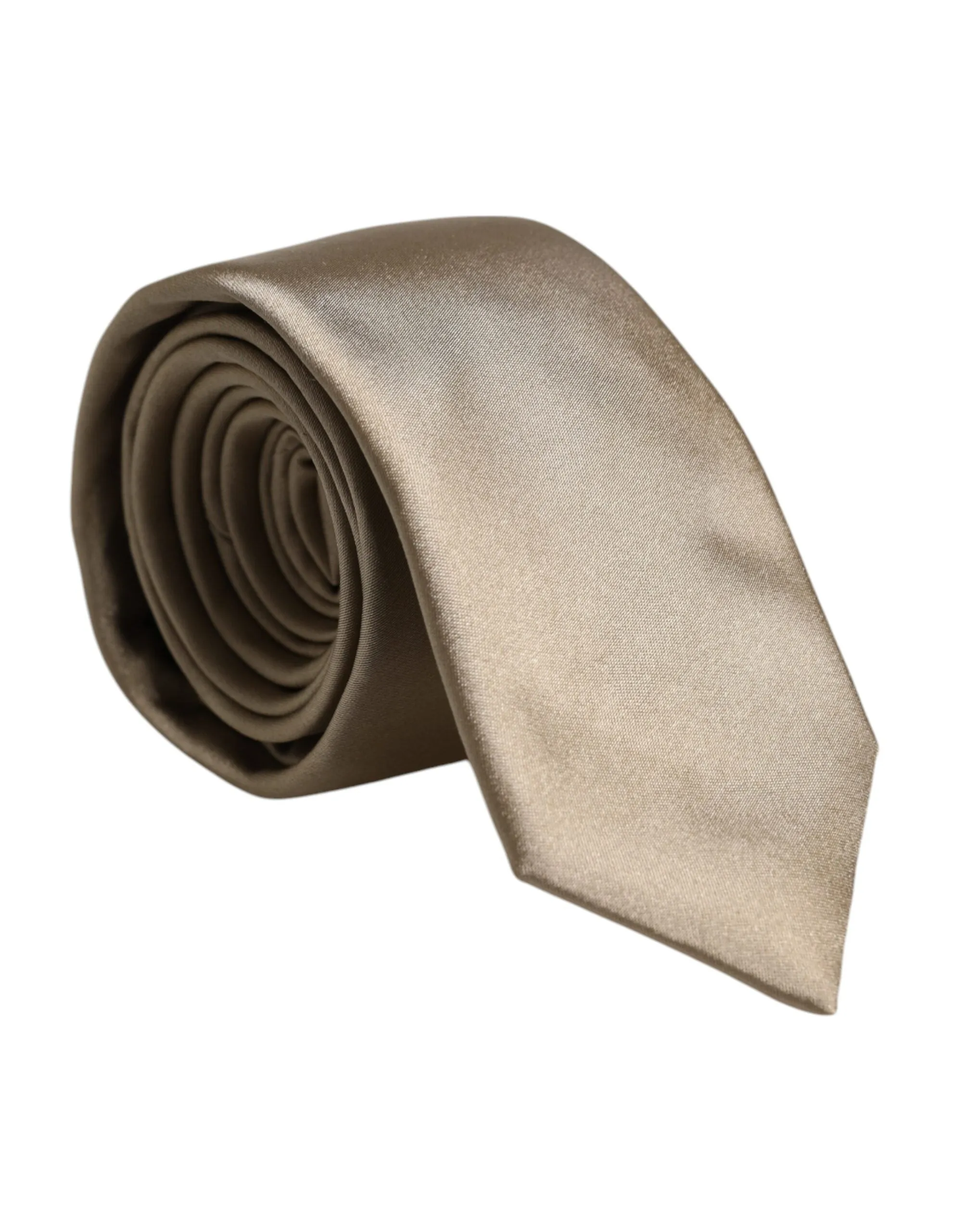 Dolce & Gabbana Beige Solid Silk Adjustable Necktie Tie sold by Siebentaschen product image thumbnail 2