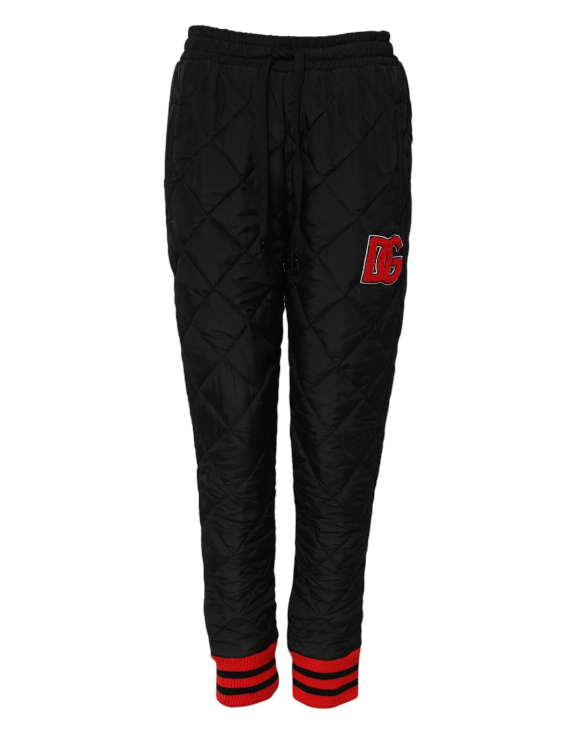 Dolce & Gabbana Black Quilted Mid Waist Jogger Pants sold by Siebentaschen