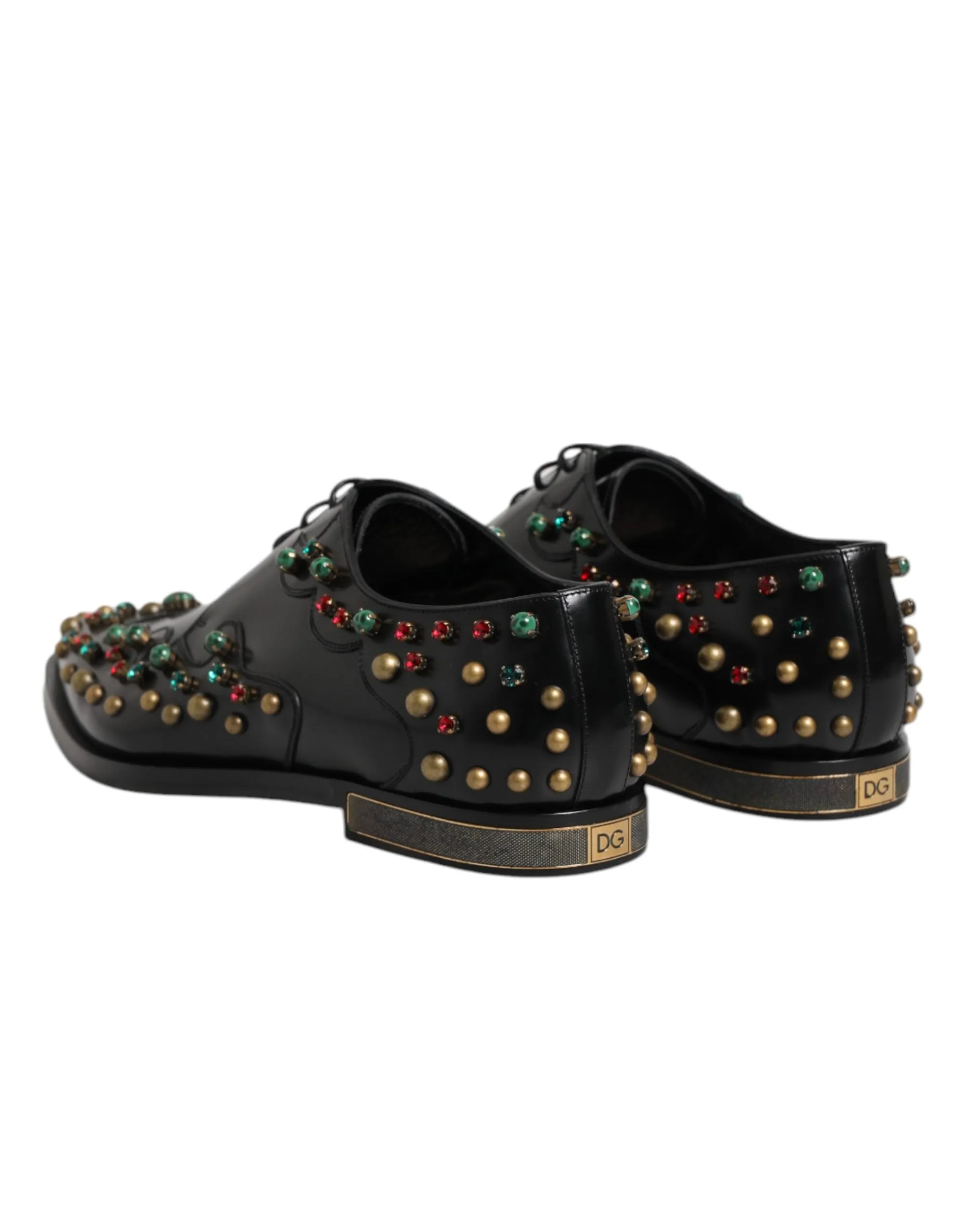 Dolce & Gabbana Black Leather Derby Dress Studded Shoes sold by Siebentaschen product image thumbnail 5
