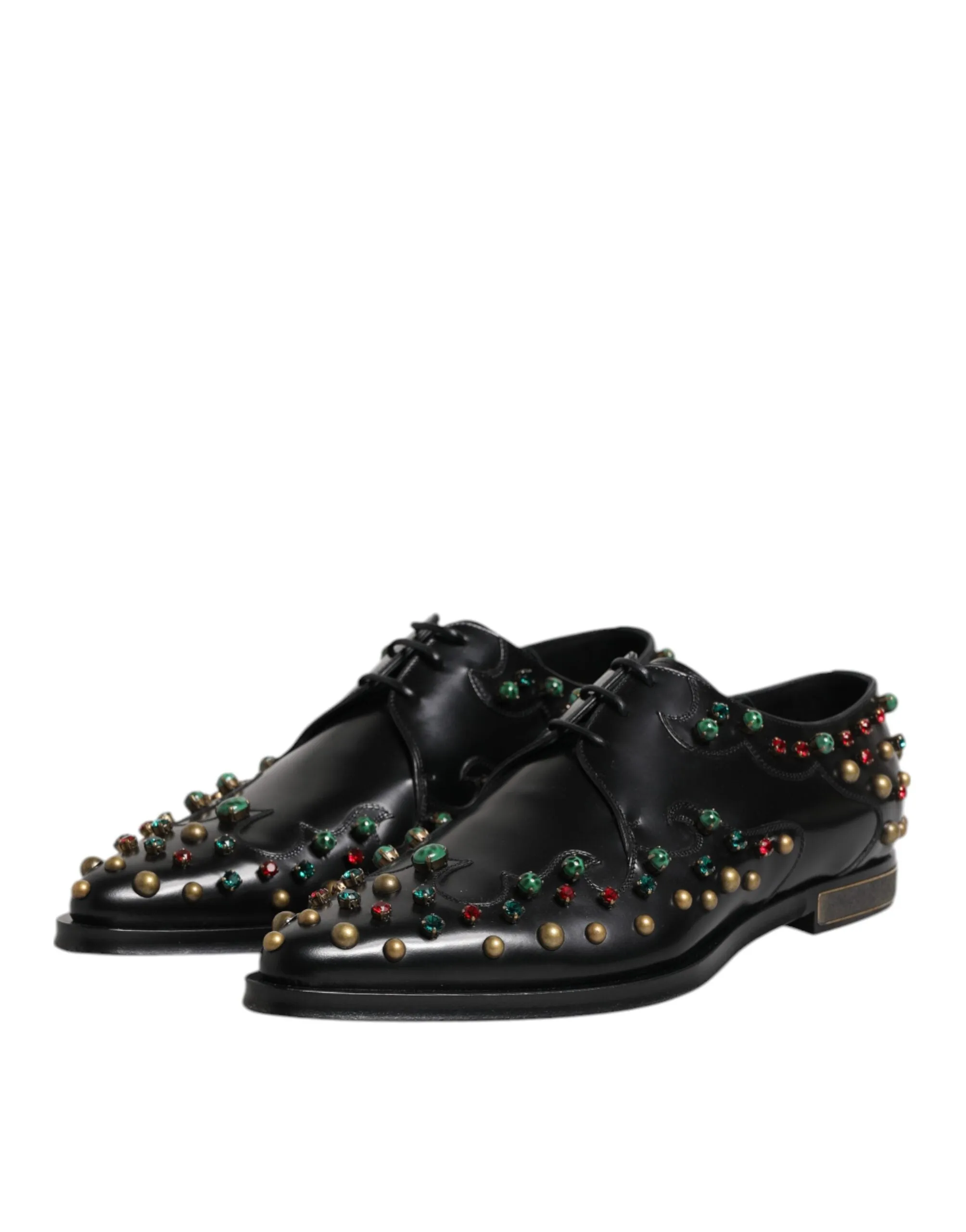 Dolce & Gabbana Black Leather Derby Dress Studded Shoes sold by Siebentaschen product image thumbnail 4