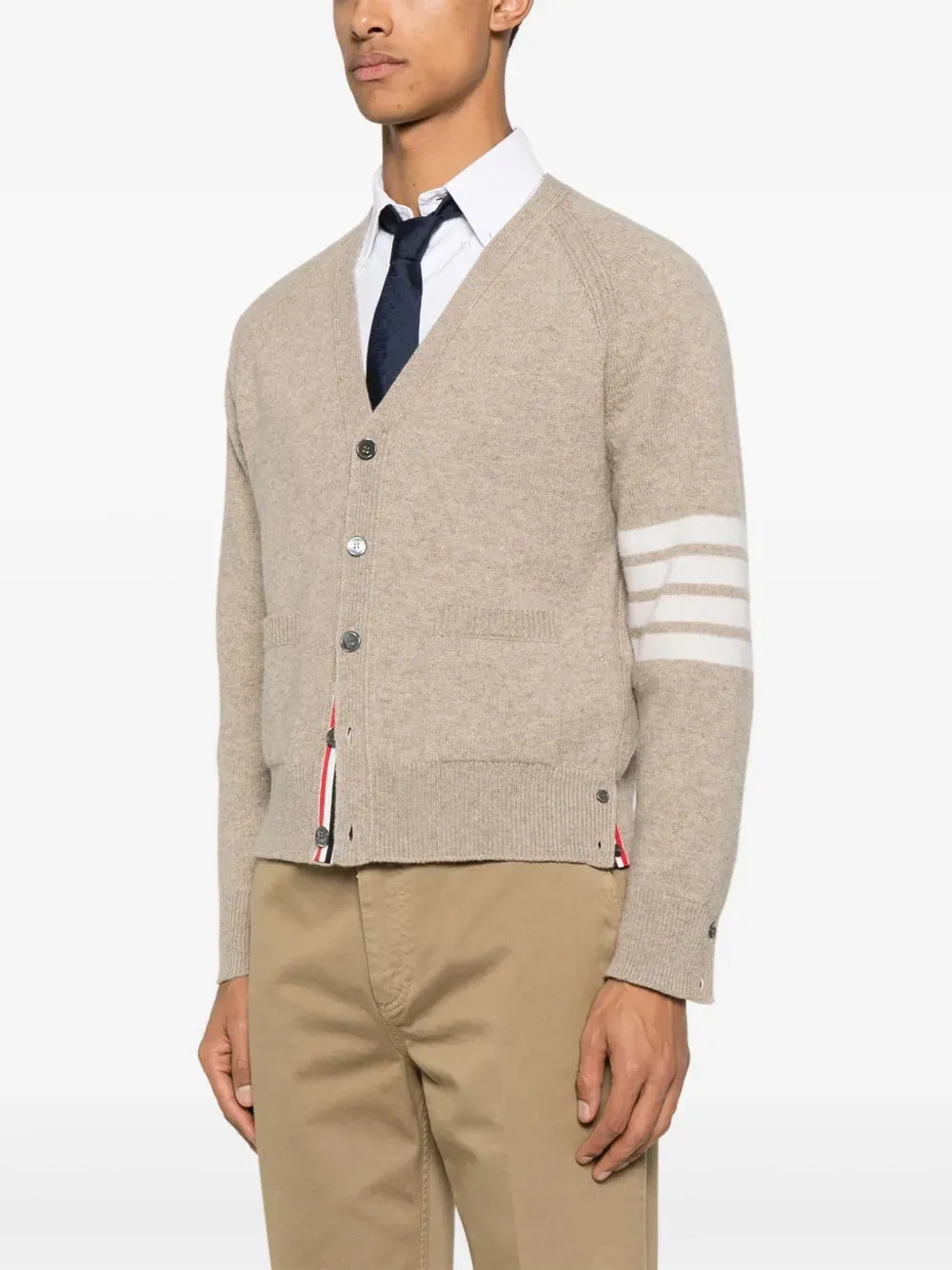 Thom Browne Shetland Wool 4-Bar Relaxed Fit V Neck Cardigan sold by Siebentaschen product image thumbnail 3
