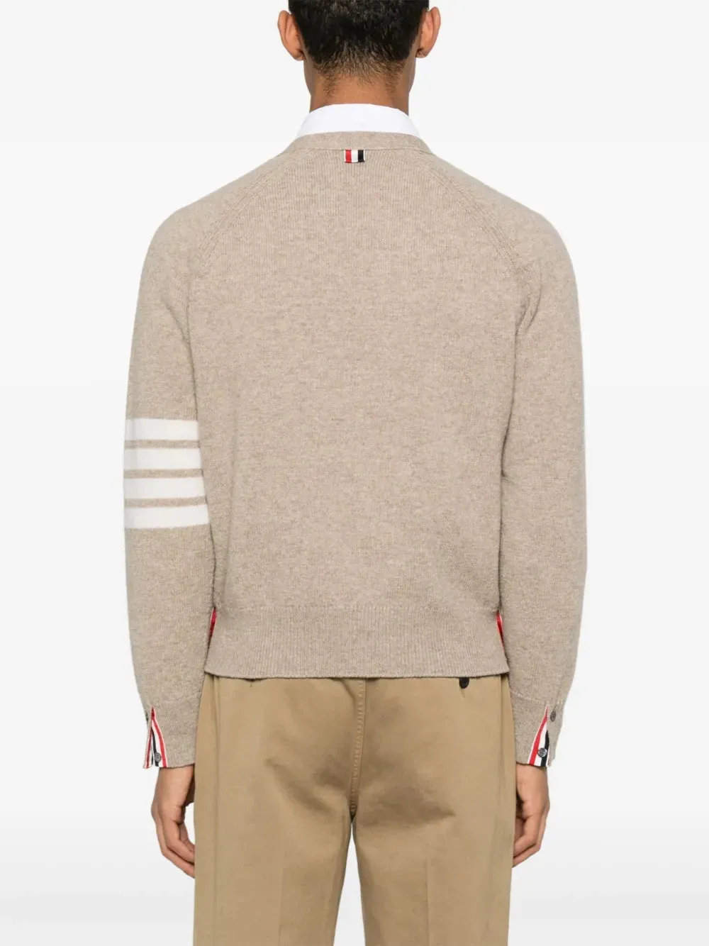 Thom Browne Shetland Wool 4-Bar Relaxed Fit V Neck Cardigan sold by Siebentaschen product image thumbnail 4