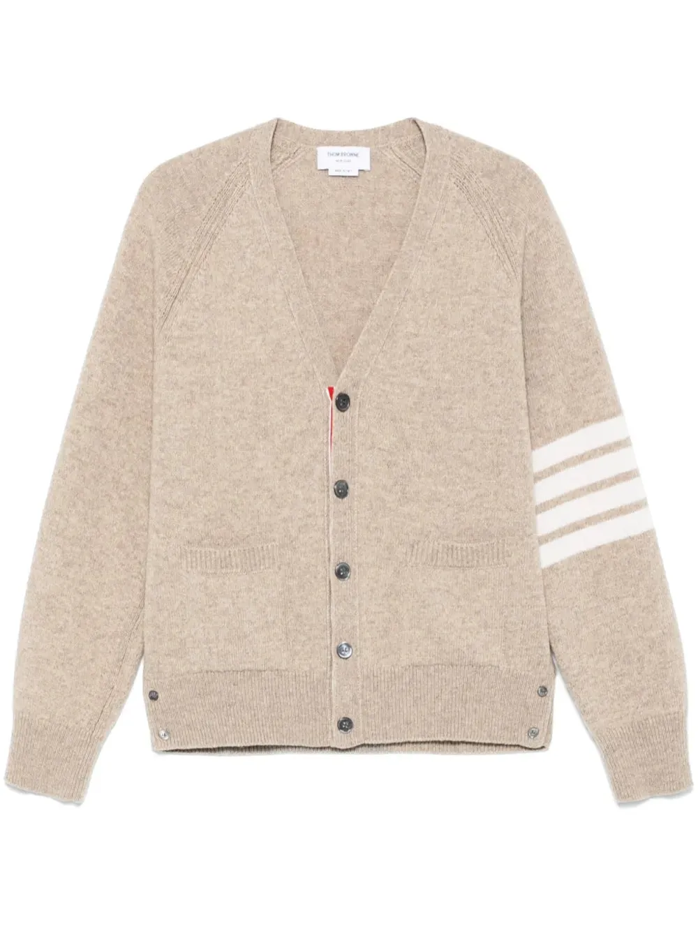 Thom Browne Shetland Wool 4-Bar Relaxed Fit V Neck Cardigan sold by Siebentaschen