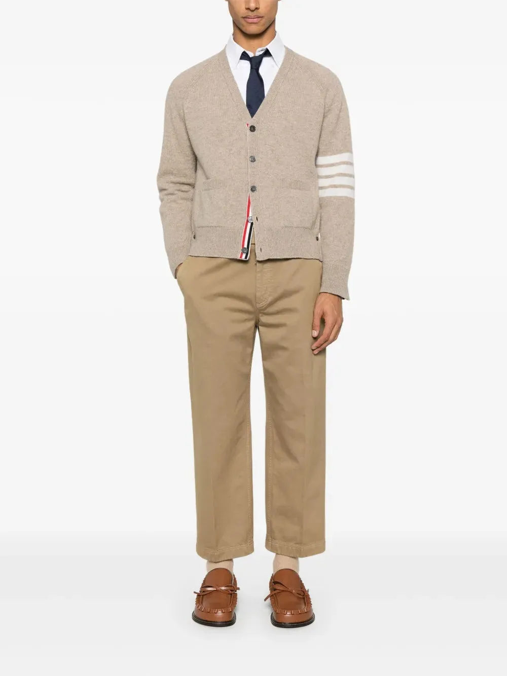 Thom Browne Shetland Wool 4-Bar Relaxed Fit V Neck Cardigan sold by Siebentaschen product image thumbnail 2