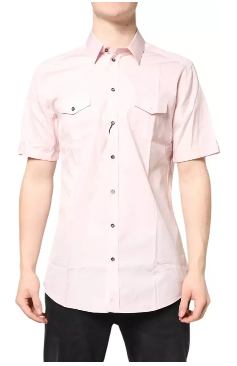 Dolce & Gabbana Pink Short Sleeves Cotton GOLD Casual Shirt sold by Siebentaschen