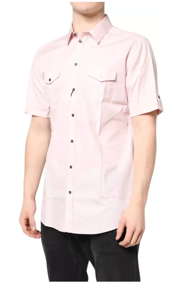 Dolce & Gabbana Pink Short Sleeves Cotton GOLD Casual Shirt sold by Siebentaschen product image thumbnail 3