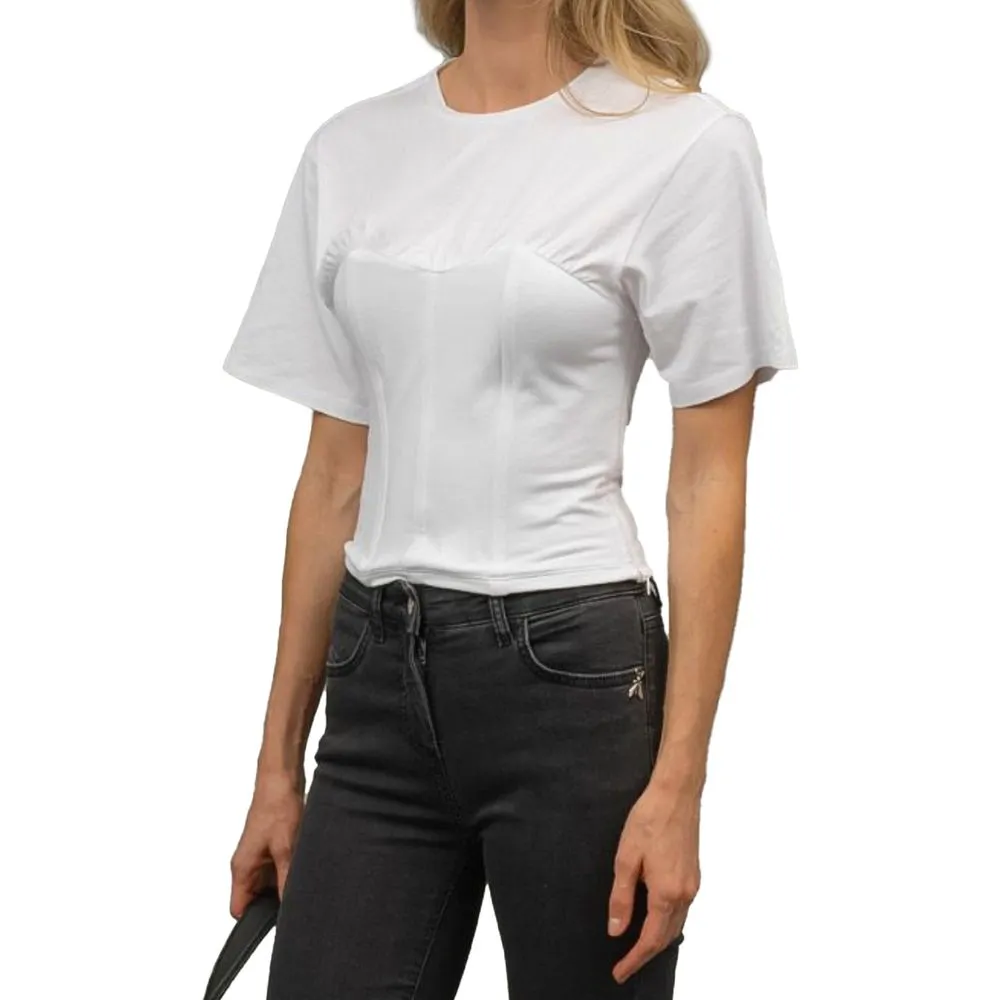 Patrizia Pepe White Cotton T-Shirt sold by Siebentaschen product image thumbnail 2