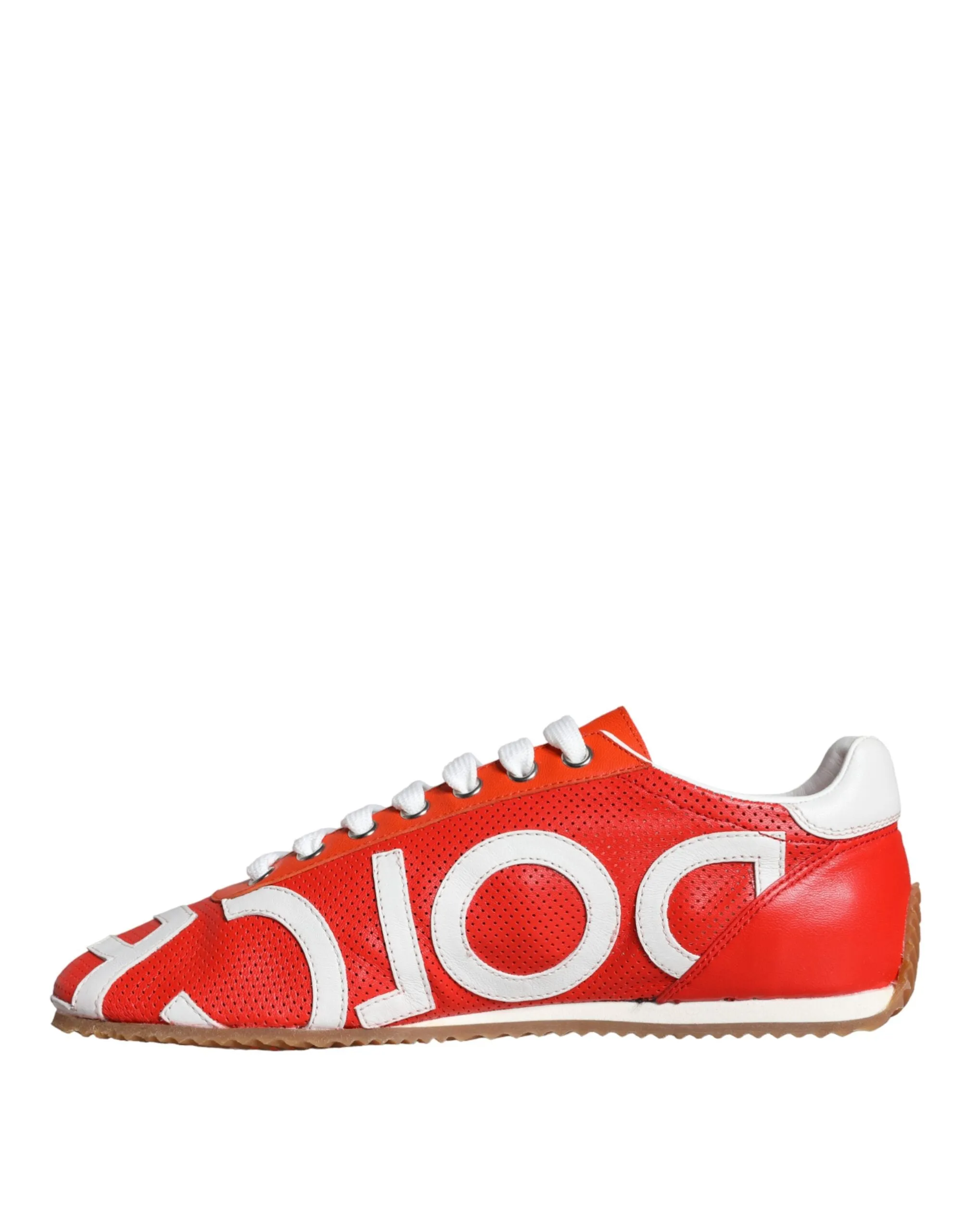 Dolce & Gabbana Red White Leather Logo Casual Sneakers Shoes sold by Siebentaschen product image thumbnail 5