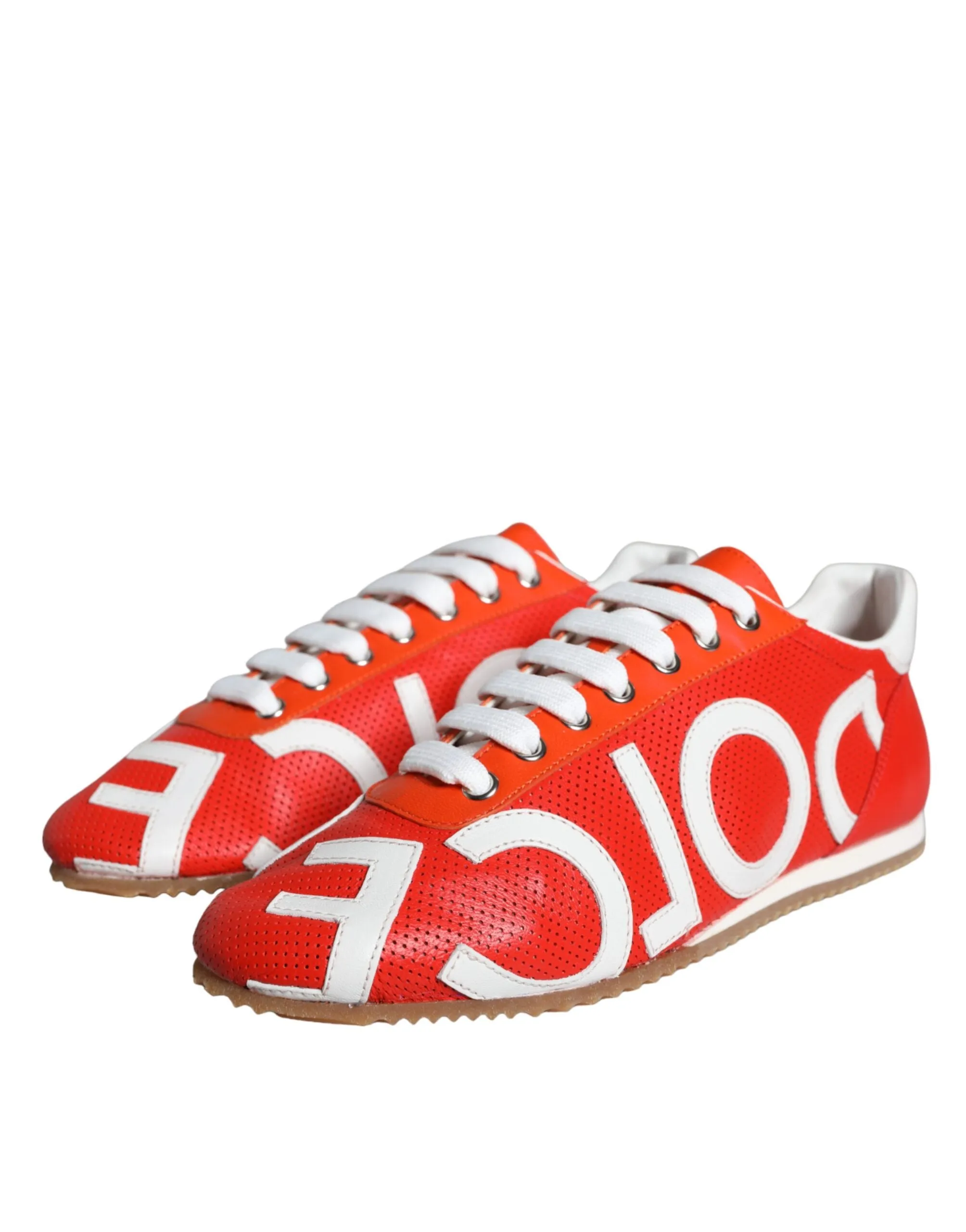 Dolce & Gabbana Red White Leather Logo Casual Sneakers Shoes sold by Siebentaschen product image thumbnail 3