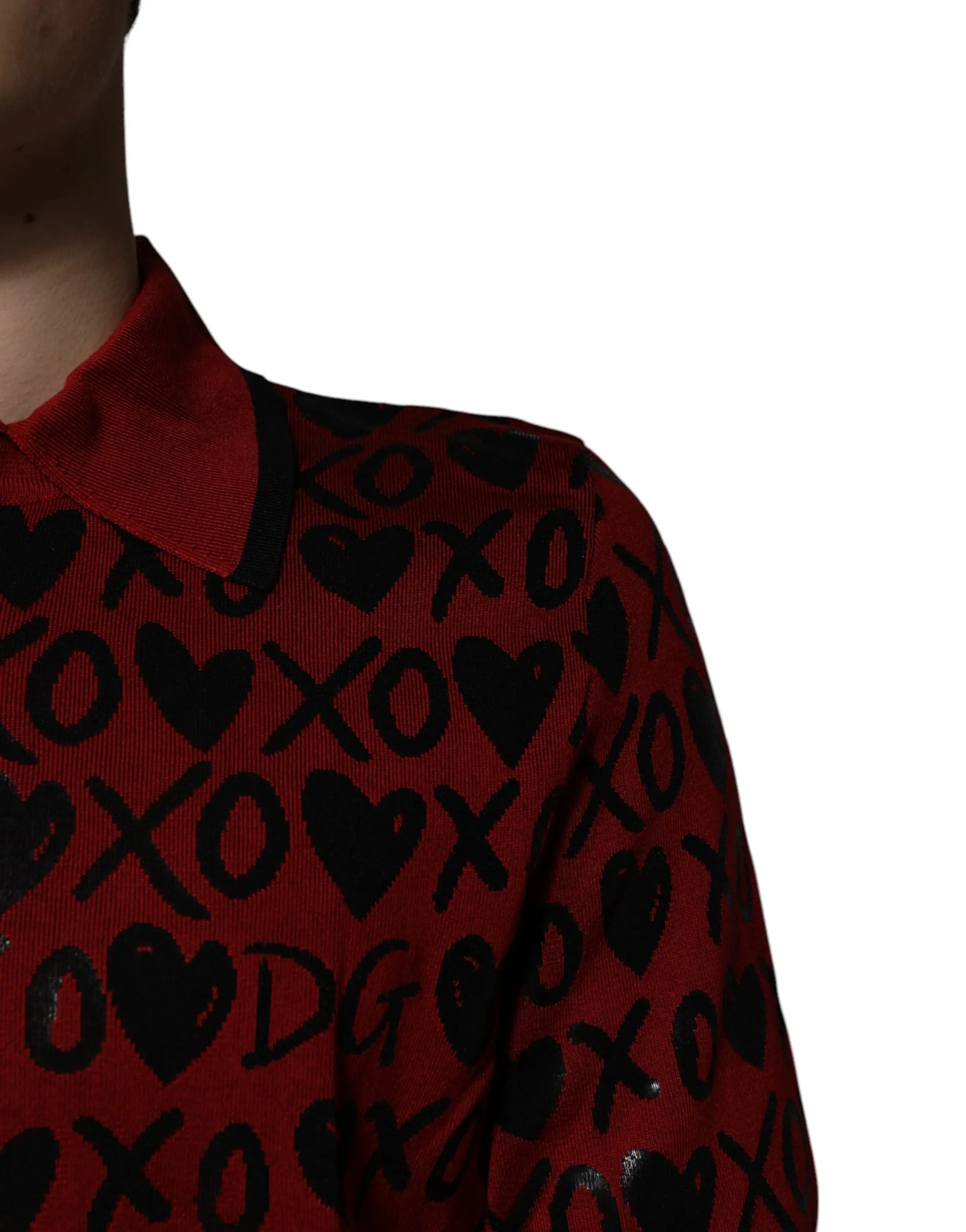 Dolce & Gabbana Red Cotton XOXO Collared Polo sold by Siebentaschen product image thumbnail 5