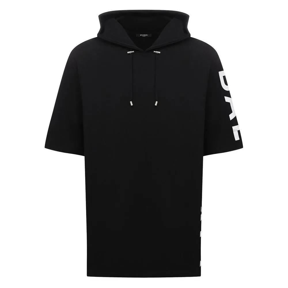 Balmain Black Cotton Men Sweatshirt sold by Siebentaschen