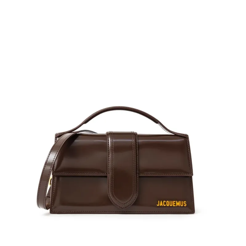 Jacquemus Brown Leather Le Grand Bambino Handbag sold by Siebentaschen