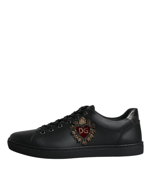 Dolce & Gabbana Black London Sacred Heart Men Sneakers Shoes sold by Siebentaschen