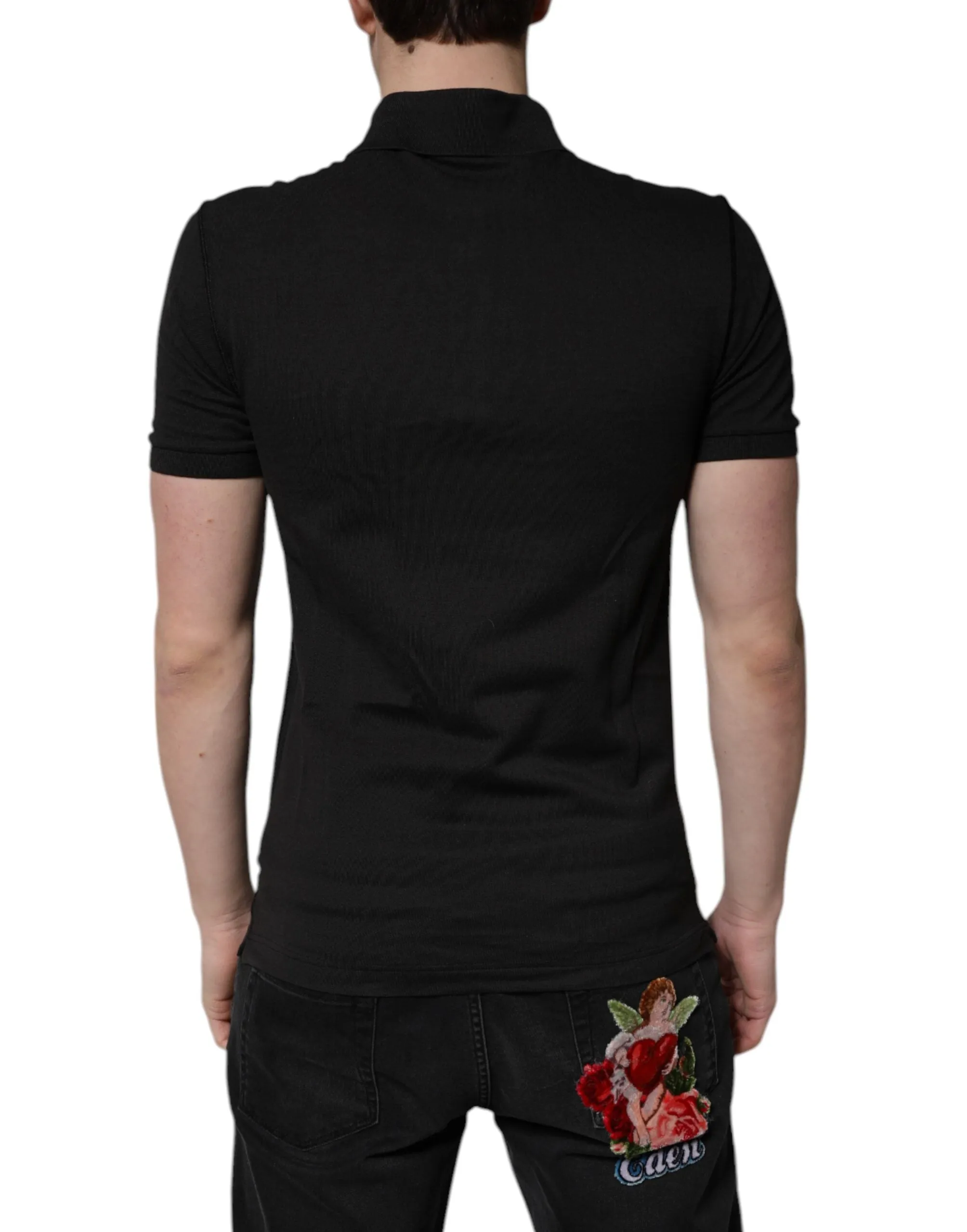 Dolce & Gabbana Dark Gray Logo Plaque Cotton Men Polo Shirt T-shirt sold by Siebentaschen product image thumbnail 4
