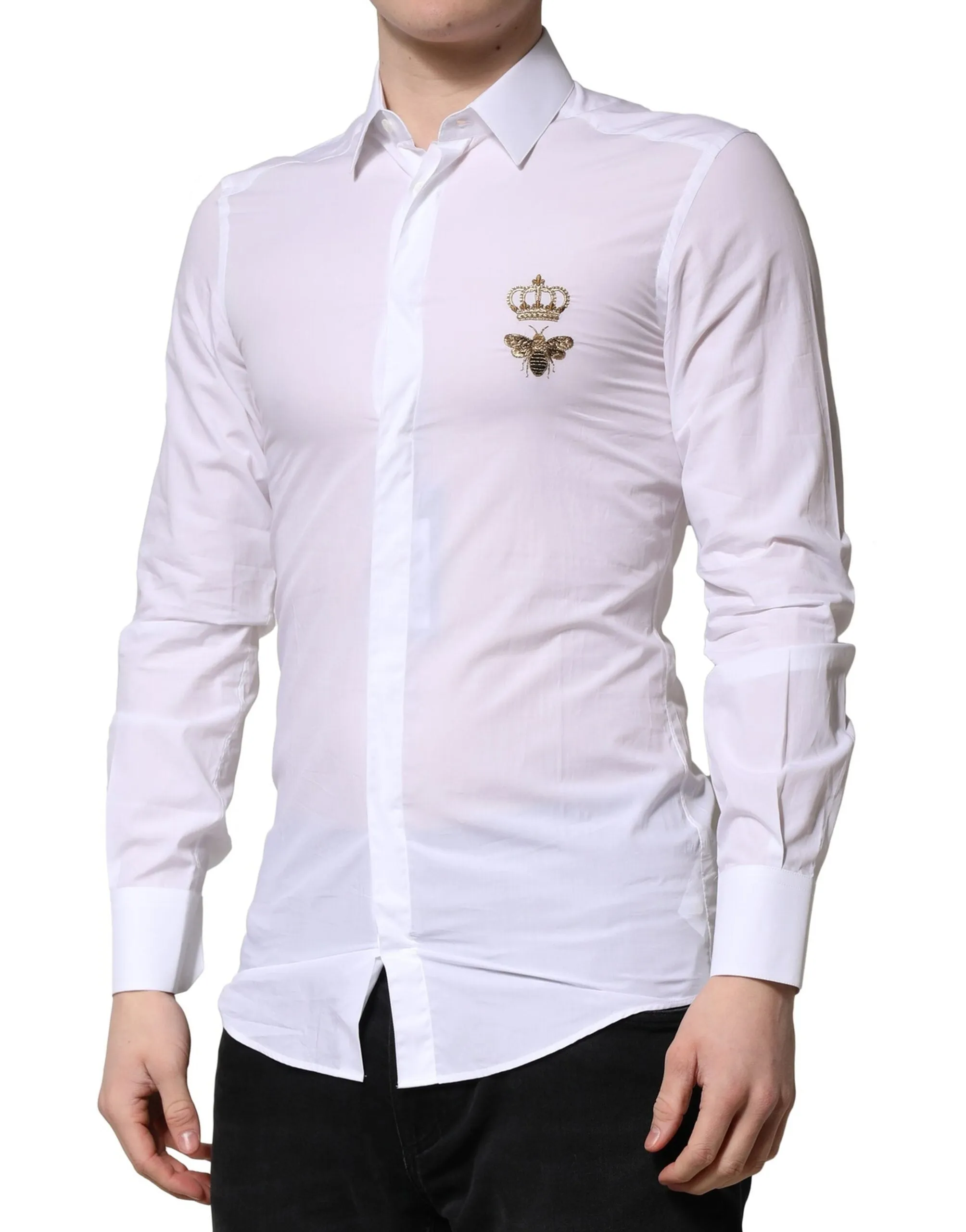 Dolce & Gabbana White GOLD Crown Bee Men Dress Formal Shirt sold by Siebentaschen product image thumbnail 3