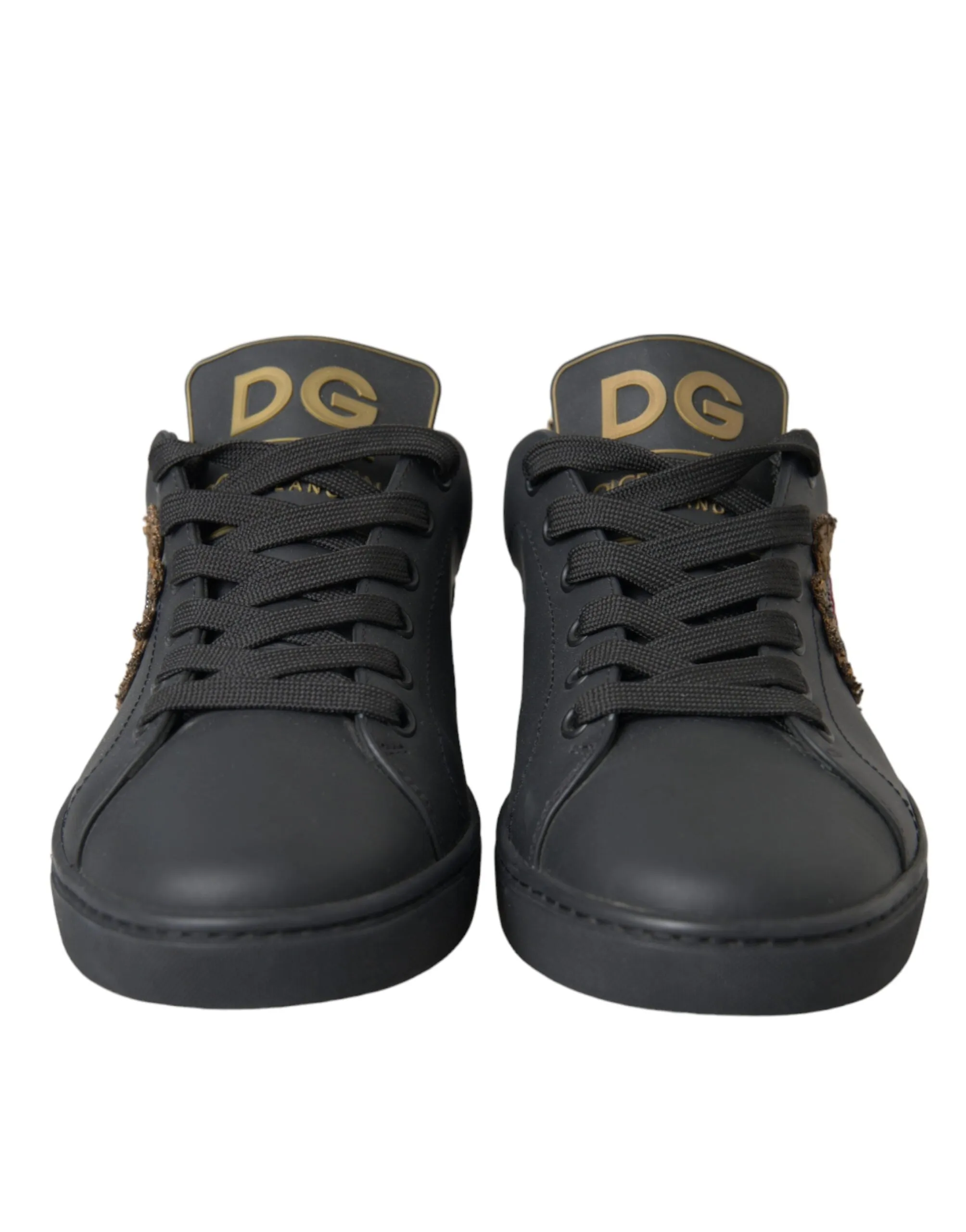 Dolce & Gabbana Black Leather Heart Embellished Sneakers Shoes sold by Siebentaschen product image thumbnail 2
