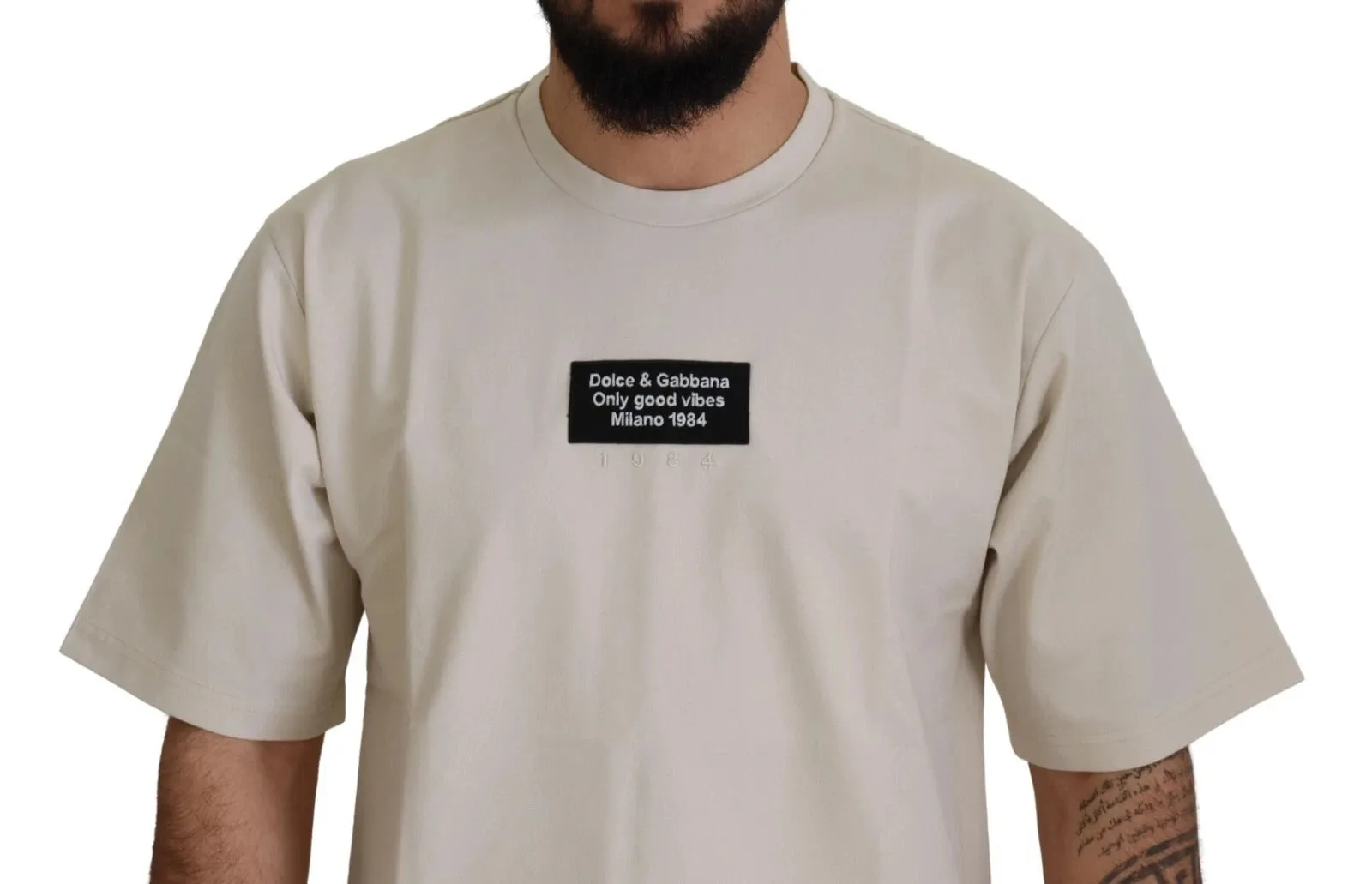 Dolce & Gabbana Ivory Cotton Ivory Printed Crewneck sold by Siebentaschen product image thumbnail 3