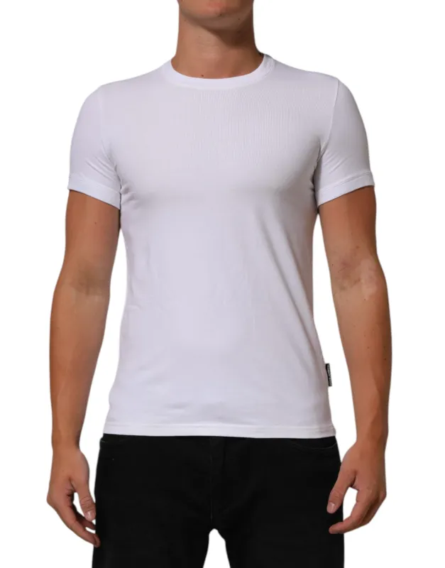 Dolce & Gabbana White Cotton Round Neck Underwear T-shirt sold by Siebentaschen