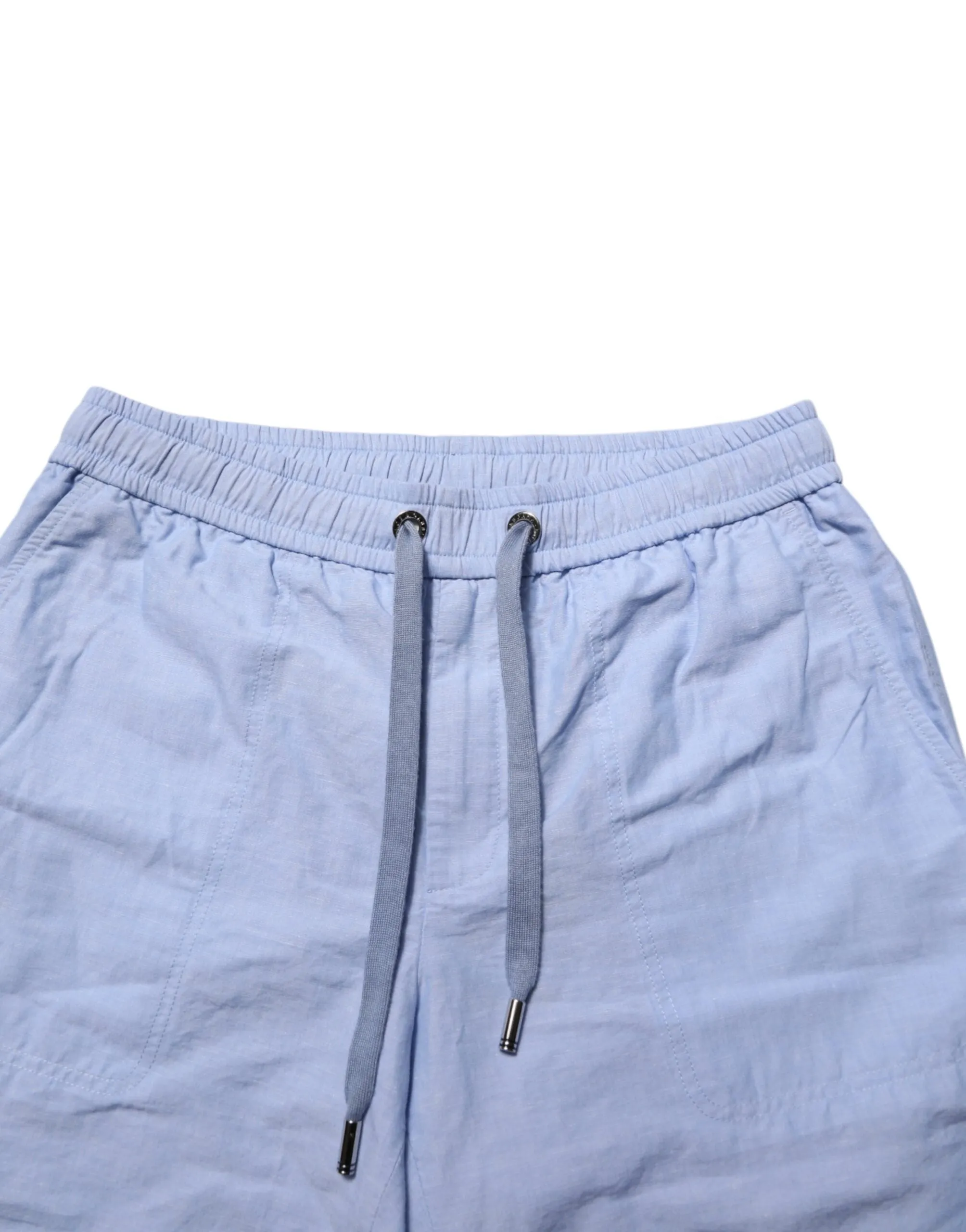 Dolce & Gabbana Light Blue Linen Mid Waist Men Bermuda Shorts sold by Siebentaschen product image thumbnail 5