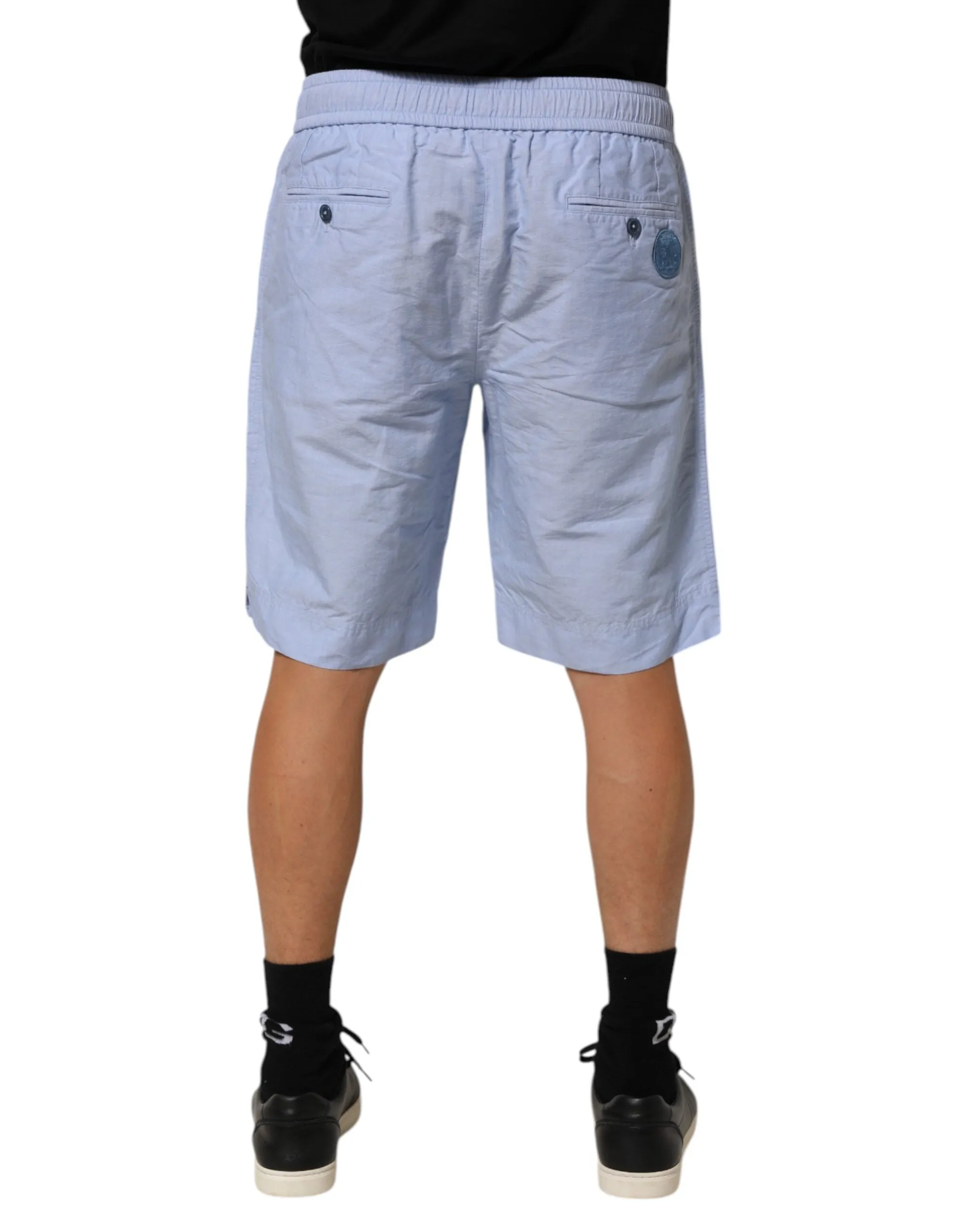 Dolce & Gabbana Light Blue Linen Mid Waist Men Bermuda Shorts sold by Siebentaschen product image thumbnail 4