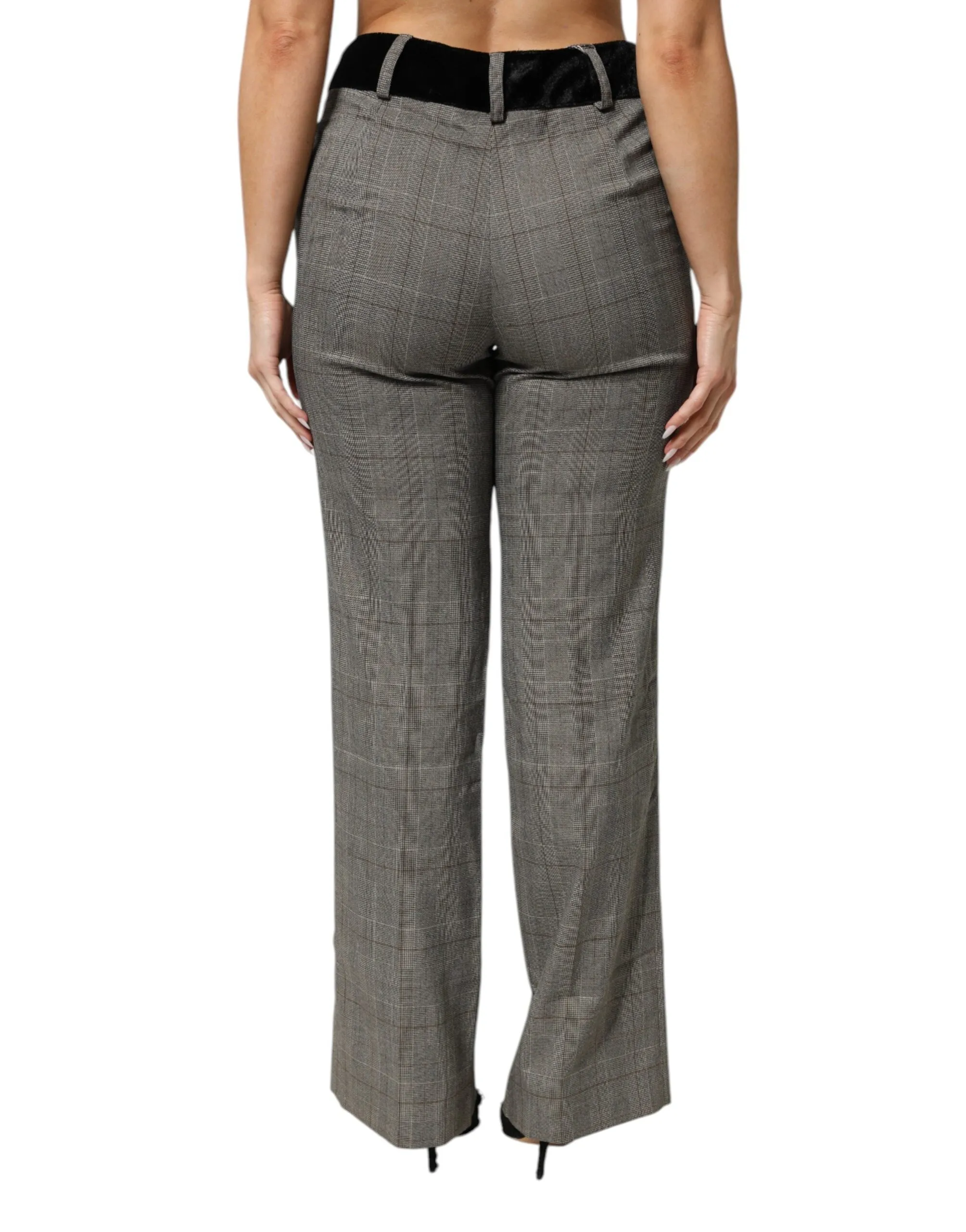 BENCIVENGA Gray Wool Blend Plaid Straight Leg Velvet Waist Pants sold by Siebentaschen product image thumbnail 4