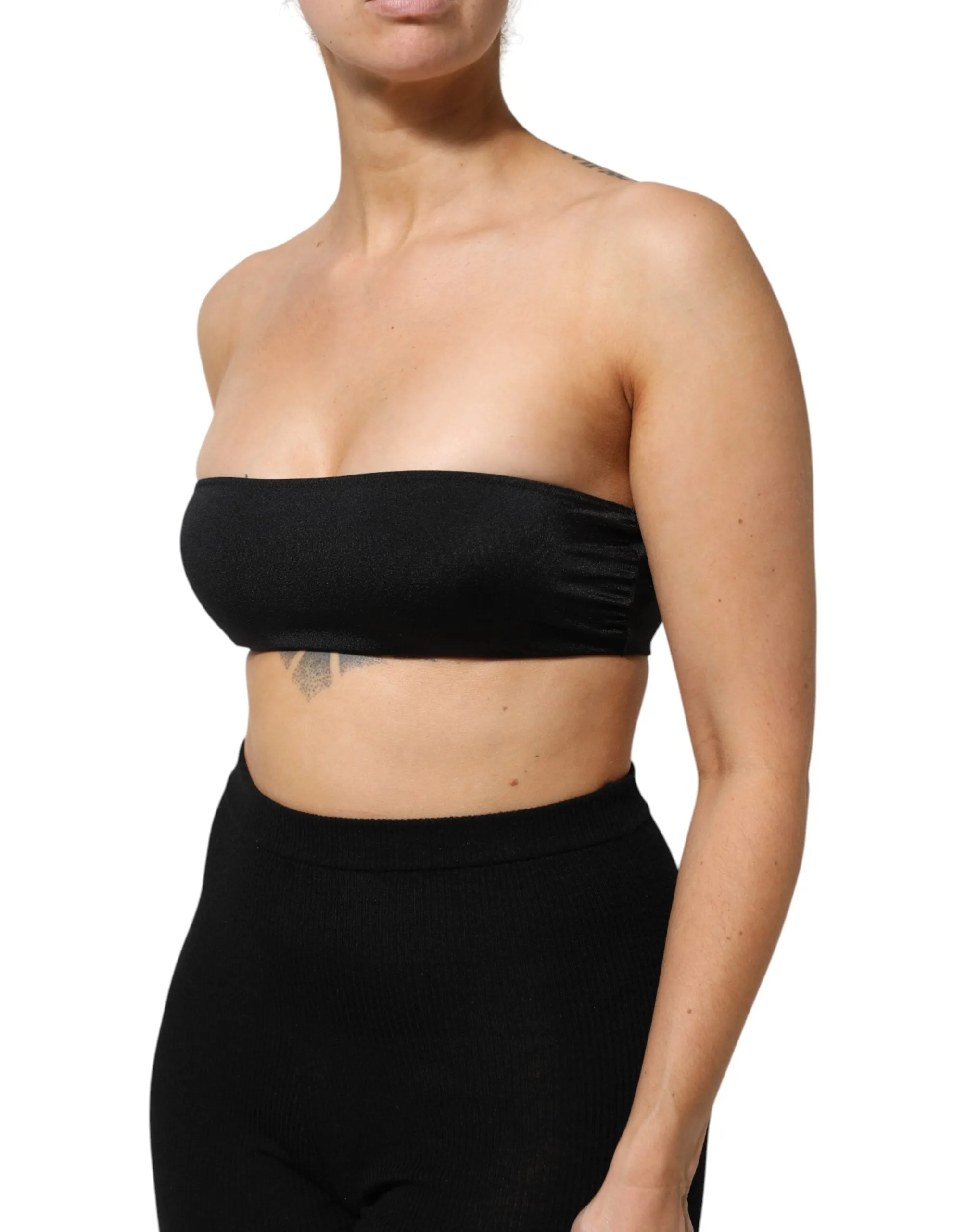 Dolce & Gabbana Black Nylon Blend Bandeau Strapless Tube Top sold by Siebentaschen product image thumbnail 3