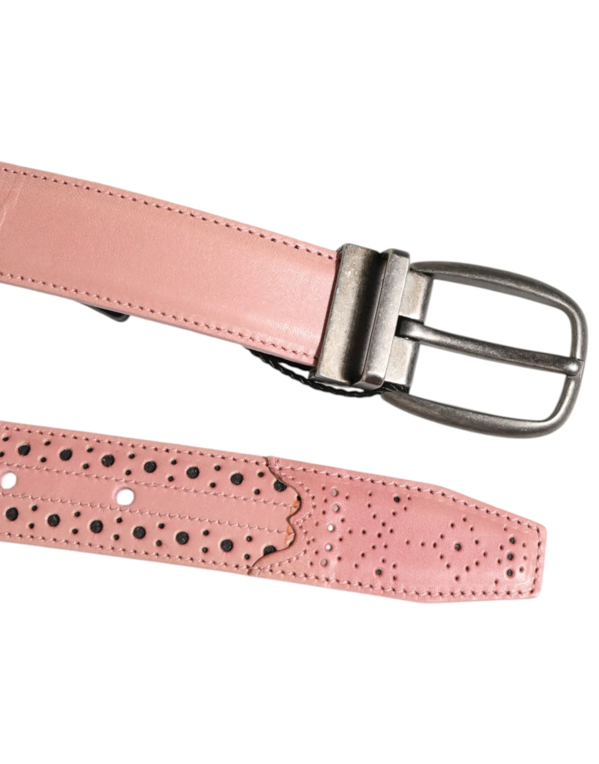 Dolce & Gabbana Pink Leather Perforated Detailing Buckle Belt sold by Siebentaschen product image thumbnail 5