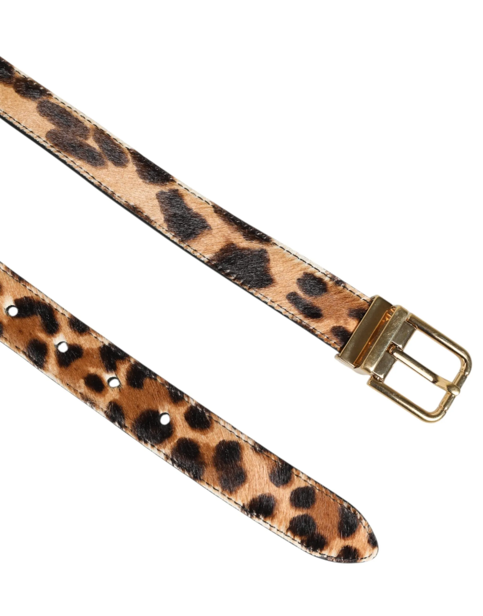 Dolce & Gabbana Brown Leather Leopard Print Metal Buckle Belt sold by Siebentaschen product image thumbnail 4