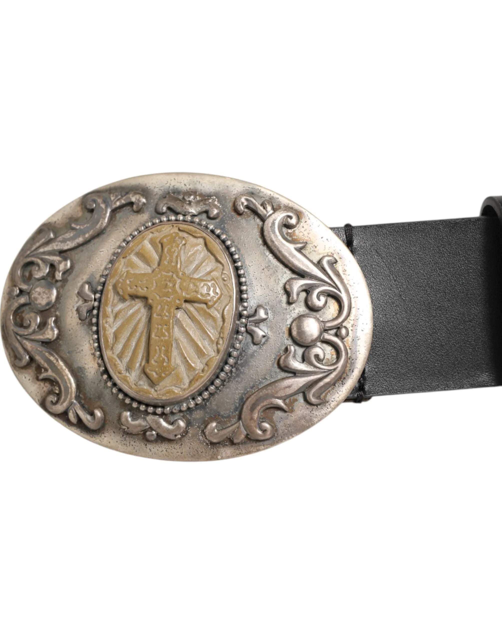 Dolce & Gabbana Black Leather Ornate Metal Buckle Men Belt sold by Siebentaschen product image thumbnail 3