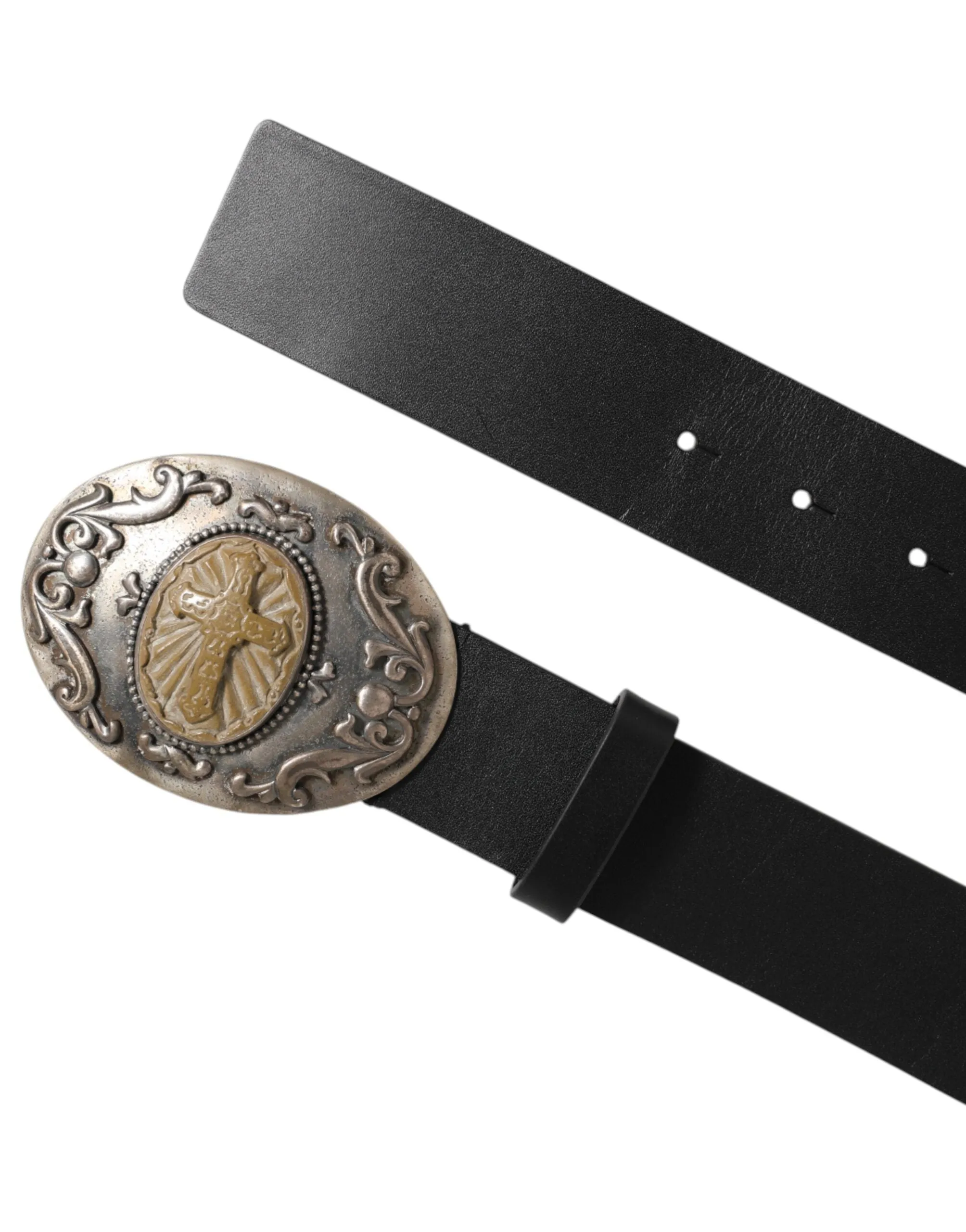 Dolce & Gabbana Black Leather Ornate Metal Buckle Men Belt sold by Siebentaschen product image thumbnail 4