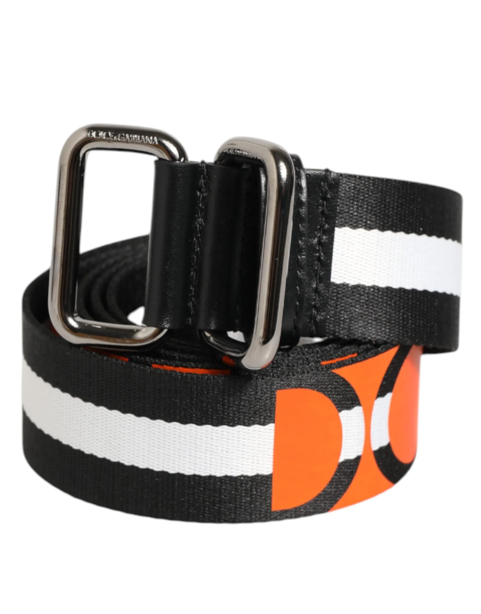 Dolce & Gabbana Black White Striped Logo Metal Buckle Belt sold by Siebentaschen product image thumbnail 2