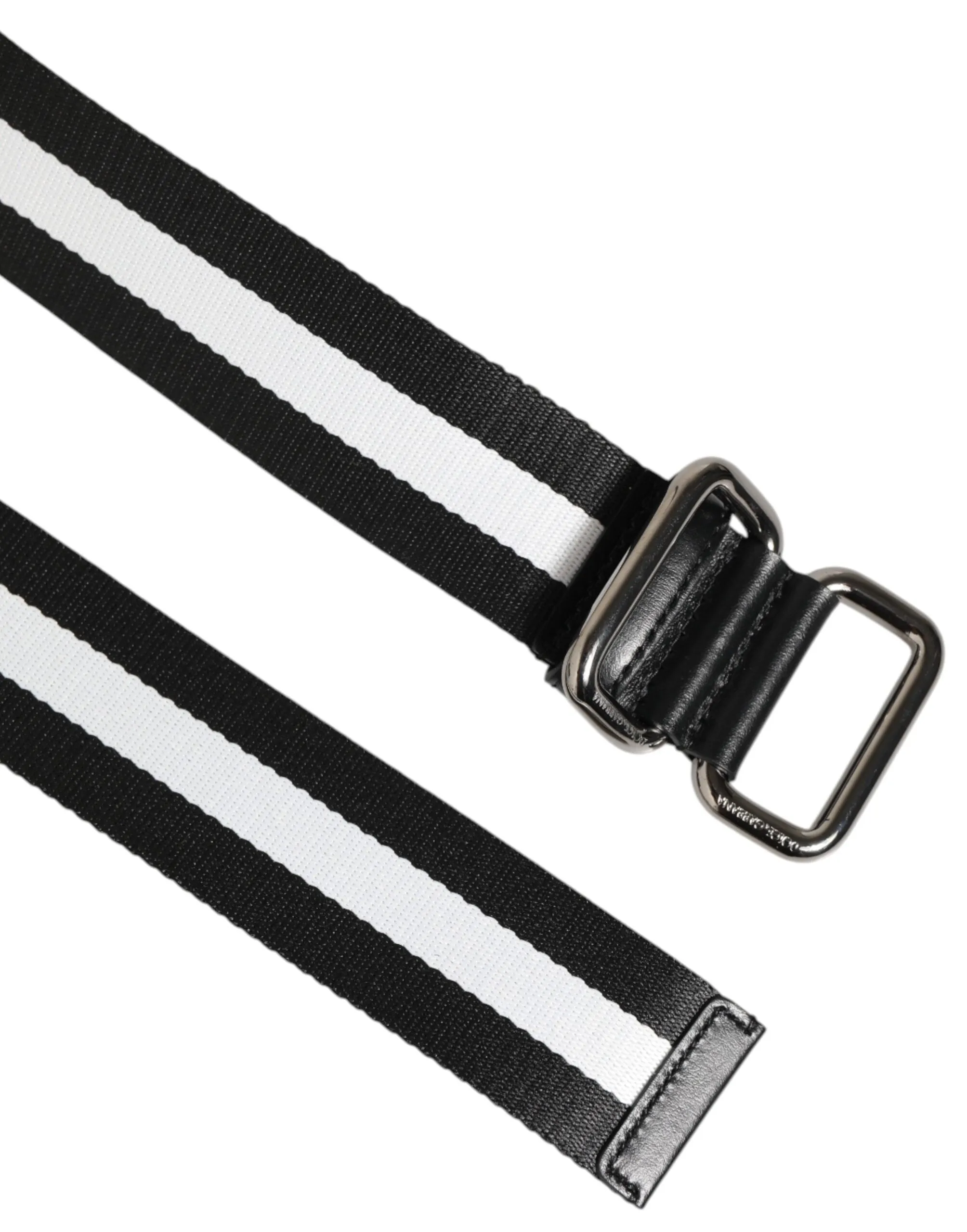 Dolce & Gabbana Black White Striped Logo Metal Buckle Belt sold by Siebentaschen product image thumbnail 4