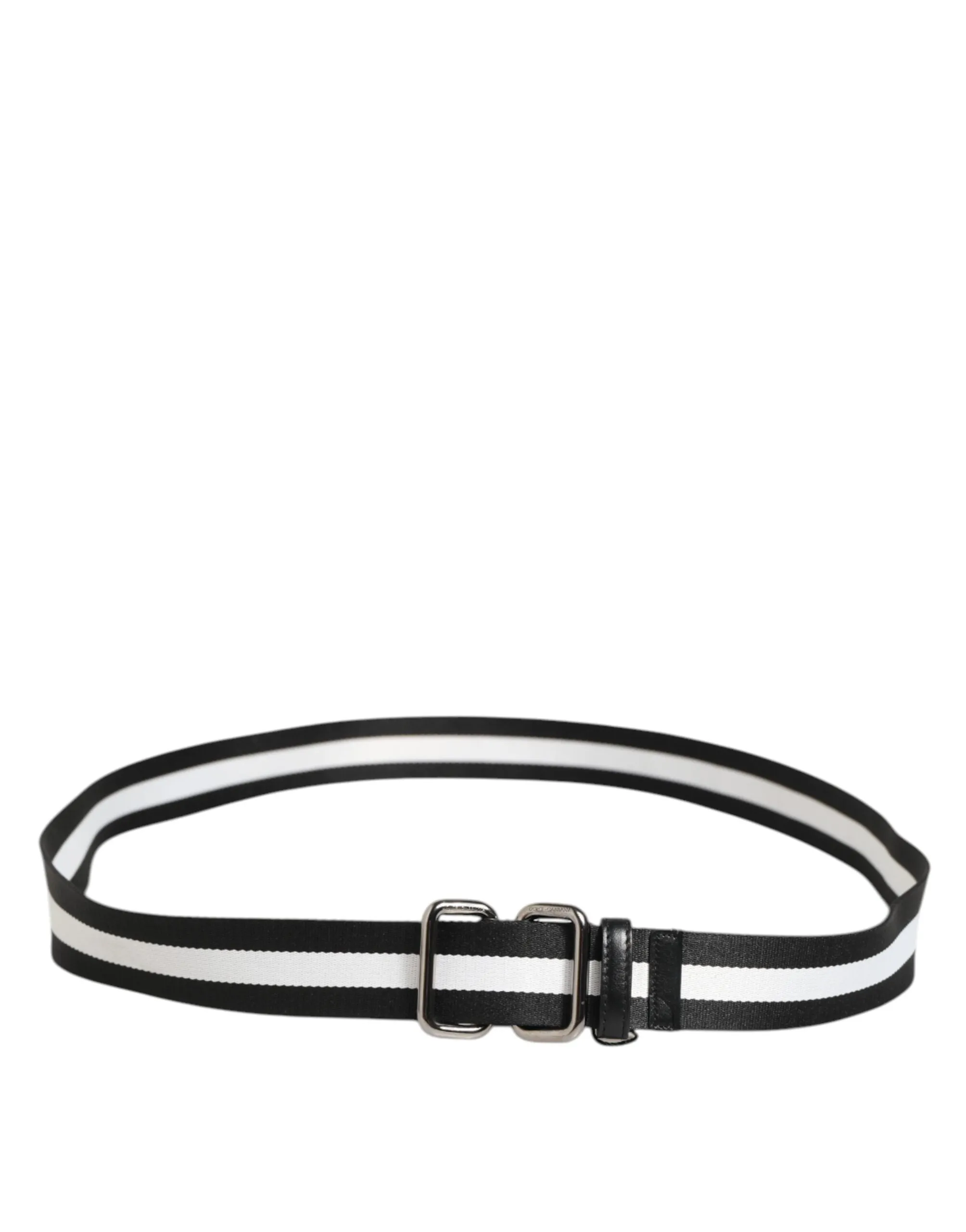 Dolce & Gabbana Black White Striped Logo Metal Buckle Belt sold by Siebentaschen product image thumbnail 5