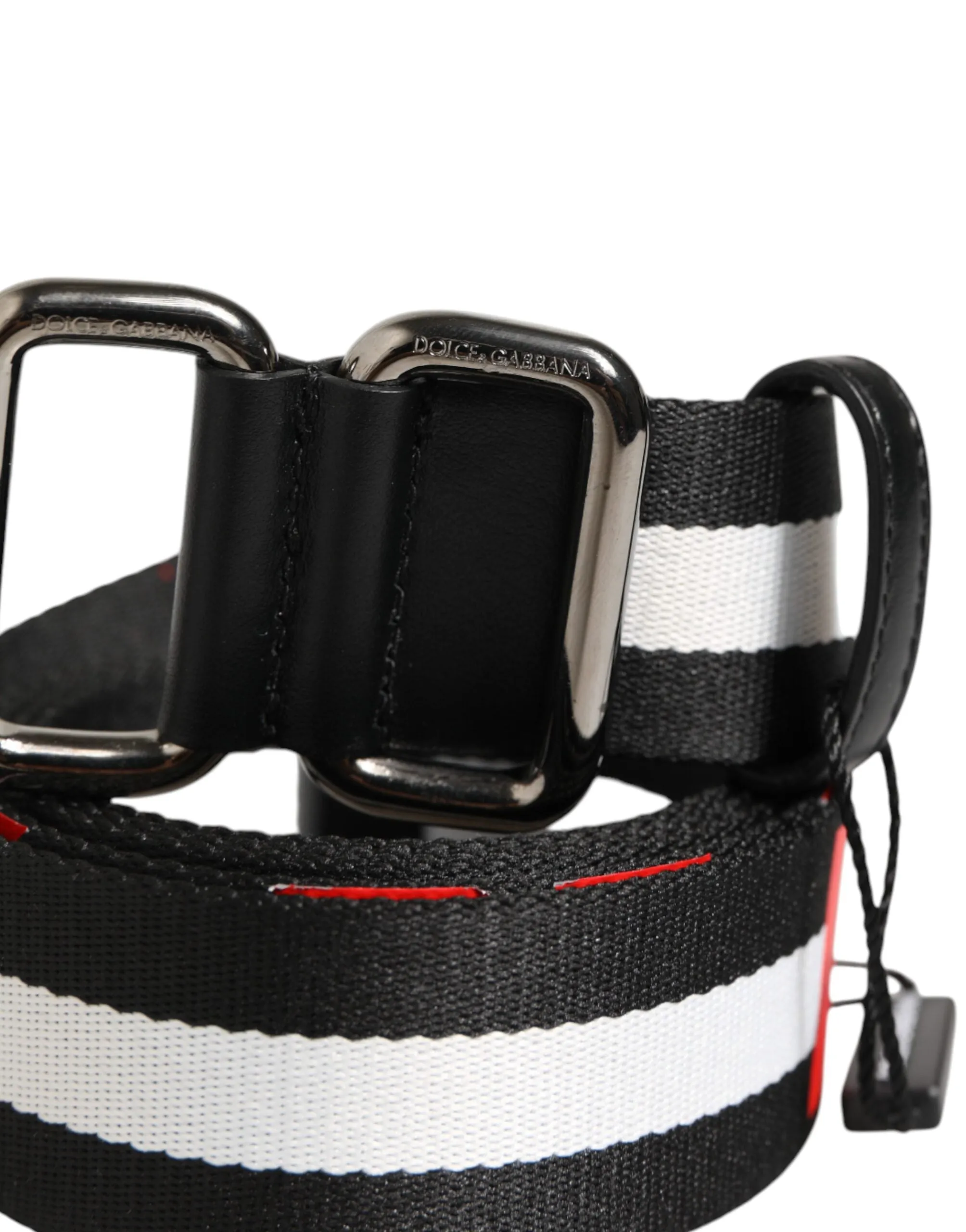 Dolce & Gabbana Black White Striped Logo Metal Buckle Belt sold by Siebentaschen product image thumbnail 3