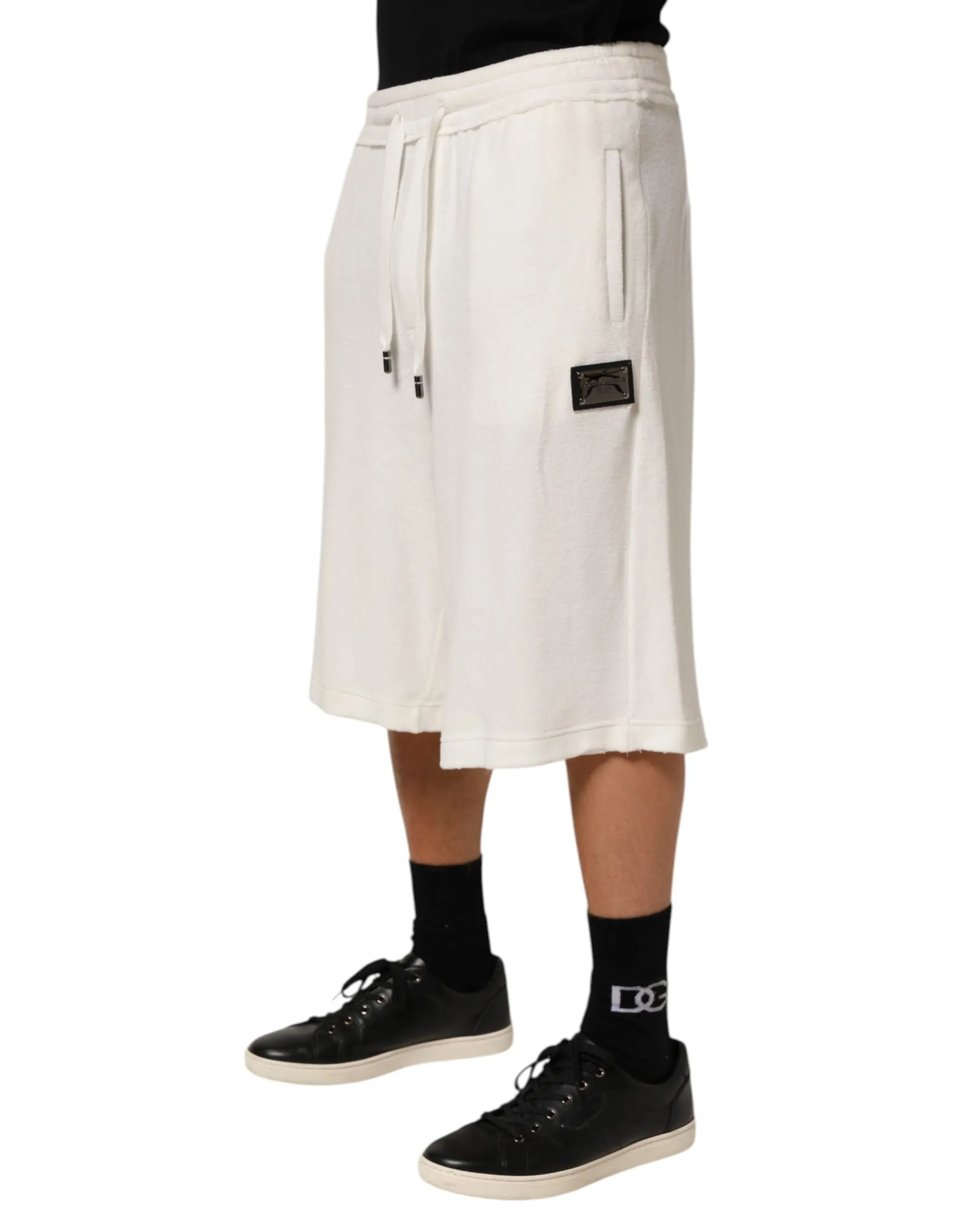 Dolce & Gabbana White Cotton Logo Plaque Men Bermuda Shorts sold by Siebentaschen product image thumbnail 3