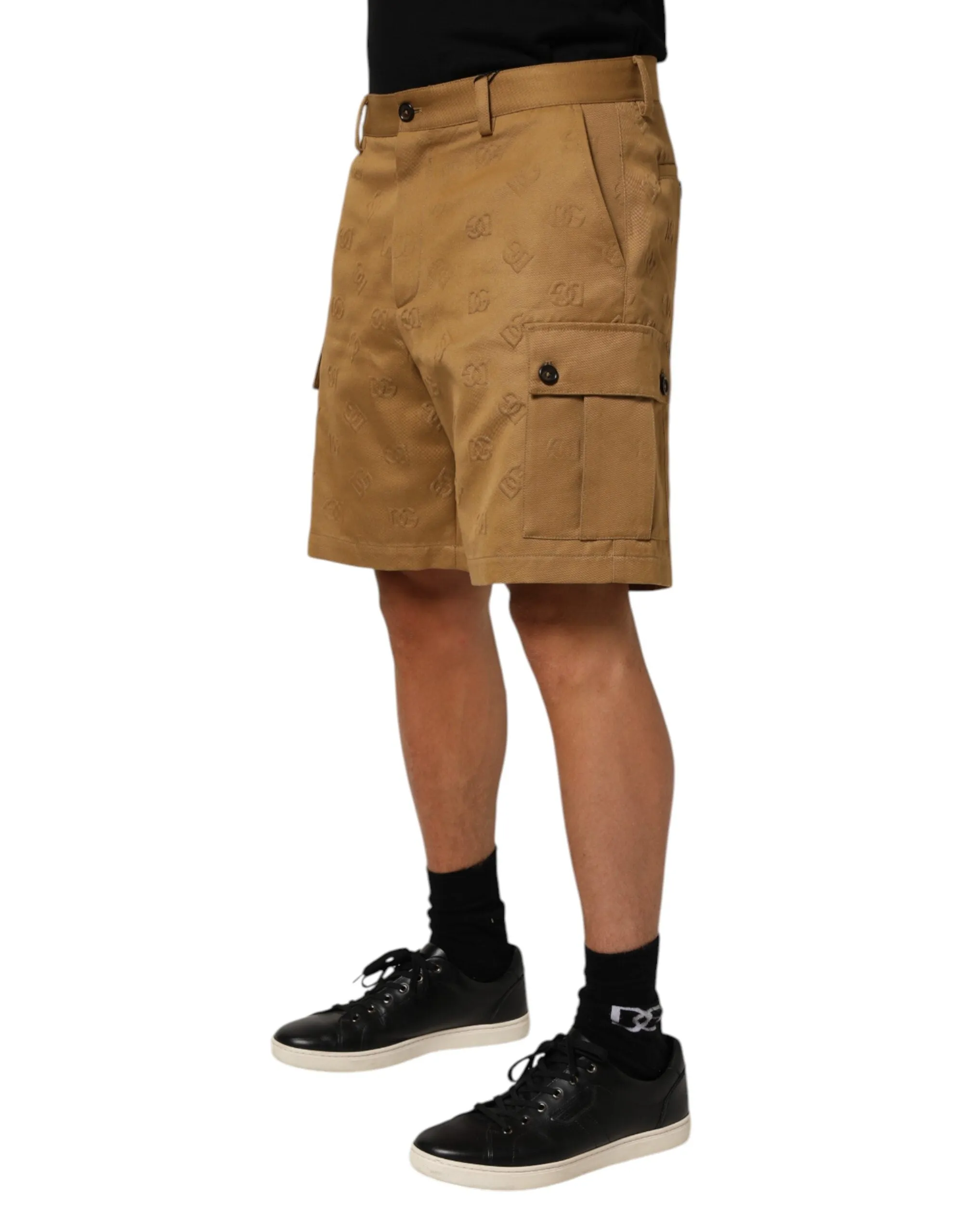 Dolce & Gabbana Brown Cotton Stretch Logo CargoBermuda Shorts sold by Siebentaschen product image thumbnail 3