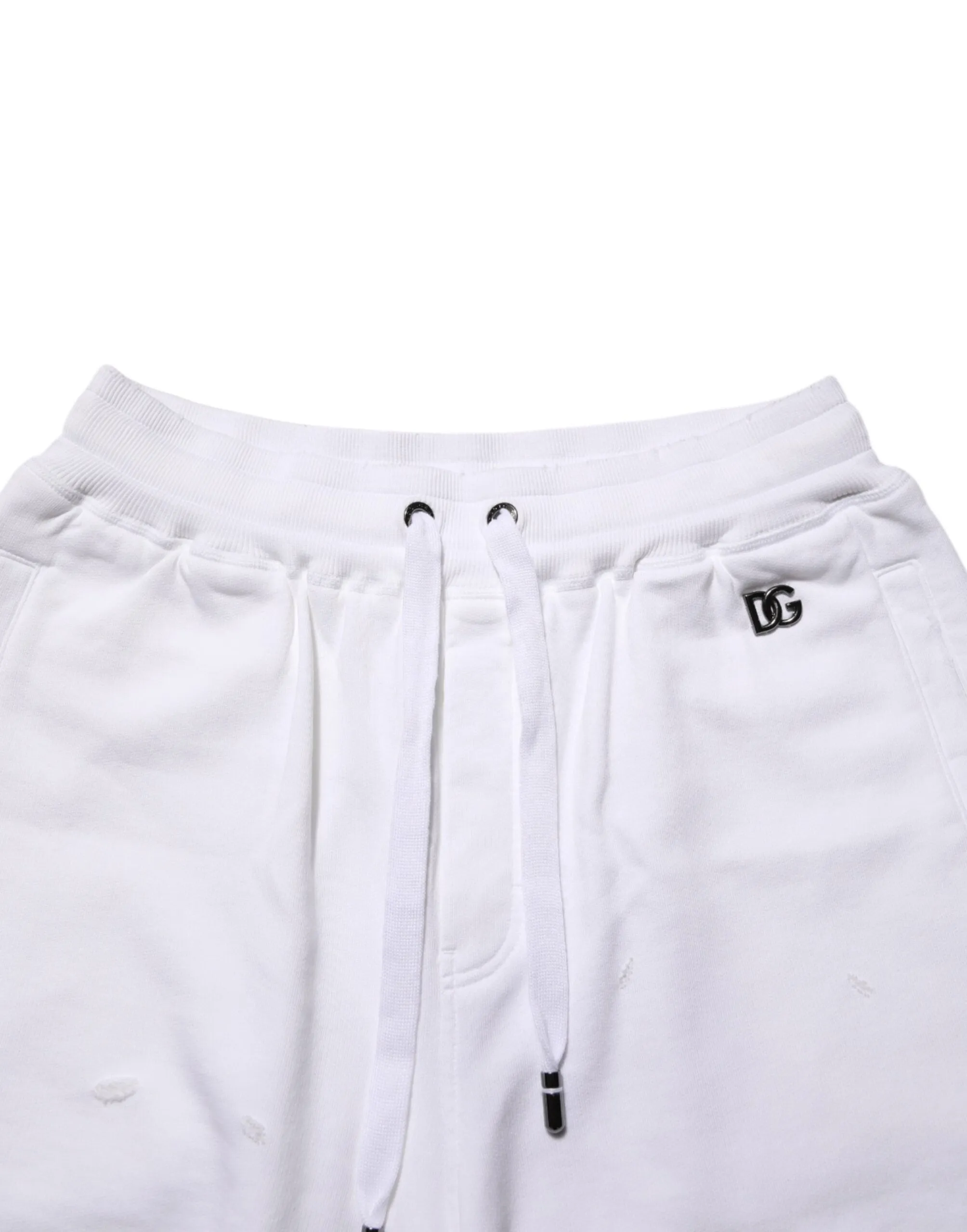 Dolce & Gabbana White Cotton Ripped Bermuda Sweatpants Shorts sold by Siebentaschen product image thumbnail 5
