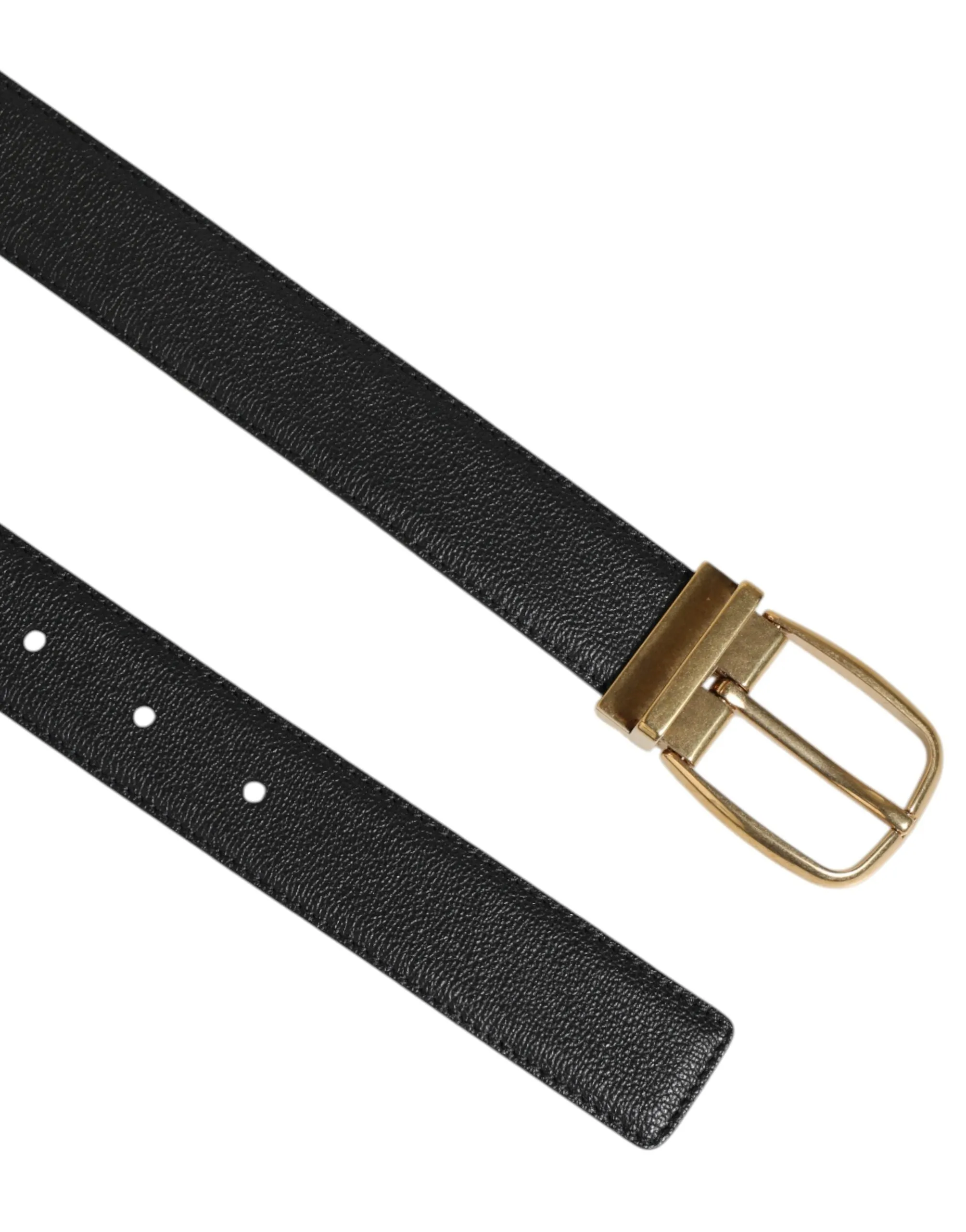 Dolce & Gabbana Black Leather Classic Metal Logo Buckle Belt sold by Siebentaschen product image thumbnail 4