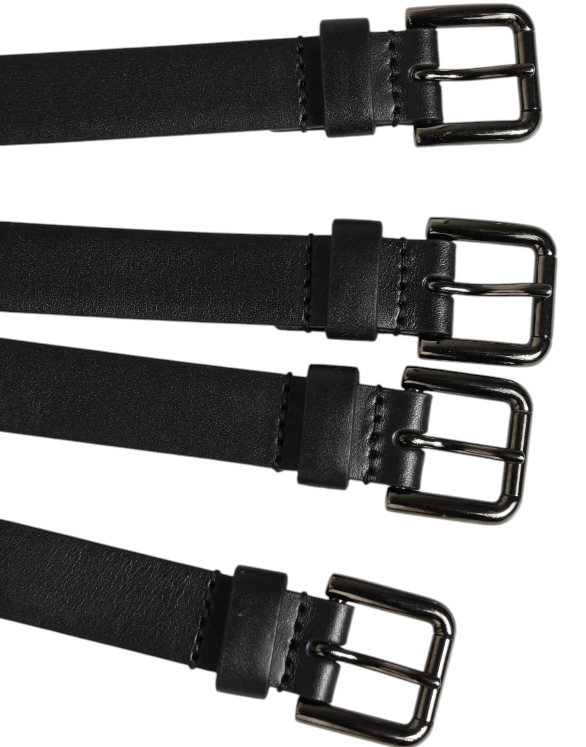 Dolce & Gabbana Black Leather 4-Strap Metal Multi-Buckle Belt sold by Siebentaschen product image thumbnail 4